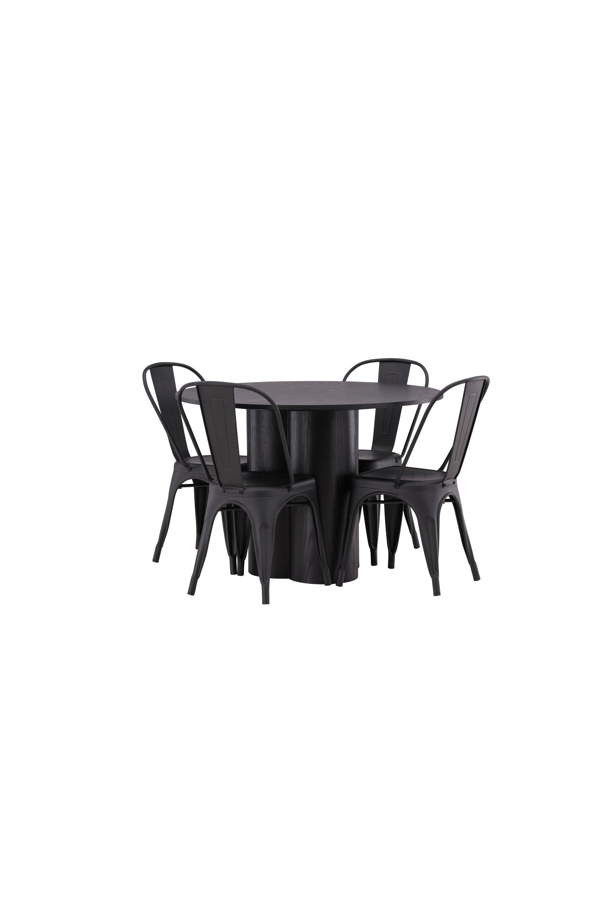 Olivia Esszimmer Set + Tempe ⌀110cm/4St. in Schwarz präsentiert im Onlineshop von KAQTU Design AG. Esszimmerset ist von Venture Home