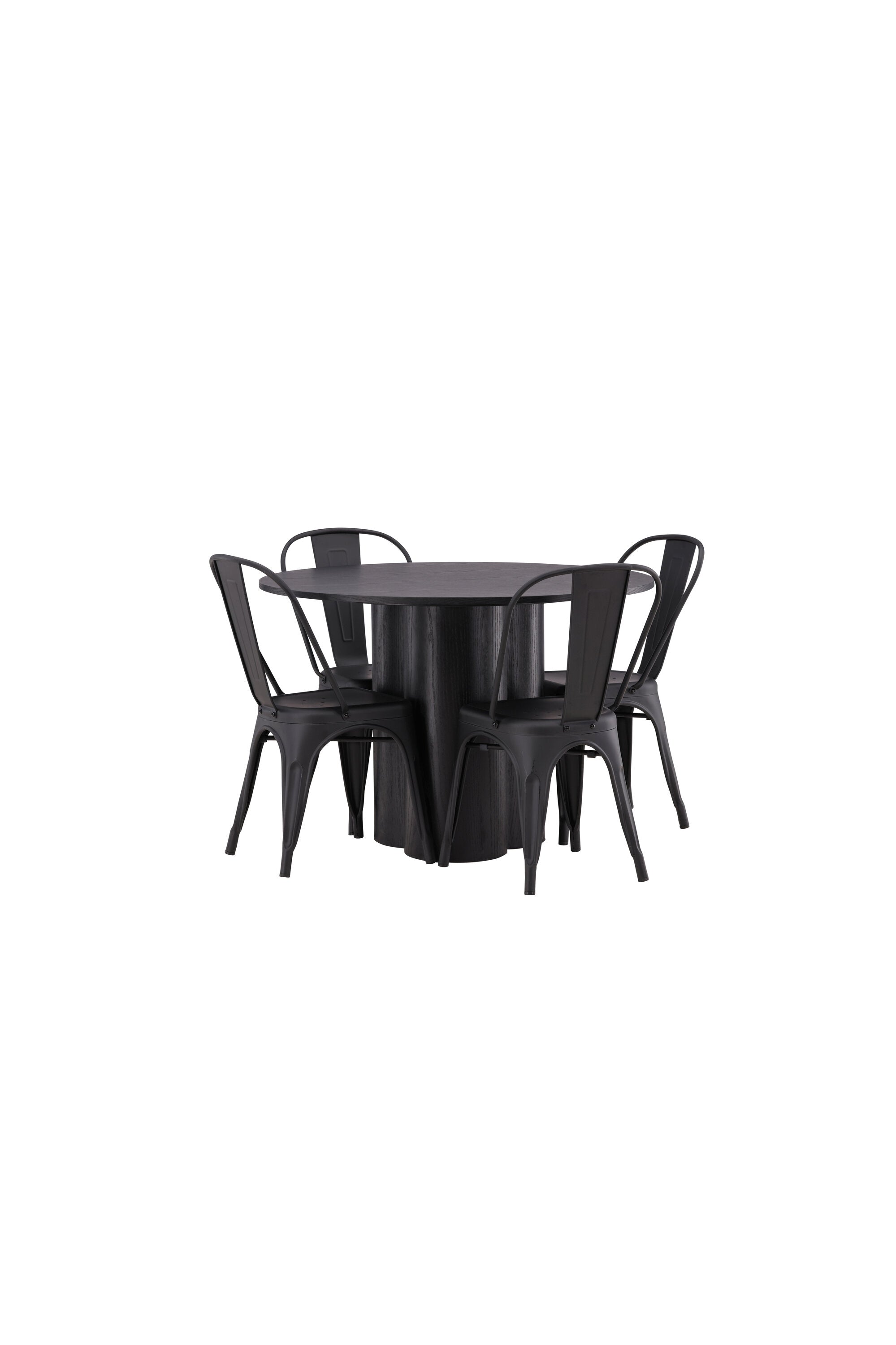 Olivia Esszimmer Set + Tempe ⌀110cm/4St. in Schwarz präsentiert im Onlineshop von KAQTU Design AG. Esszimmerset ist von Venture Home