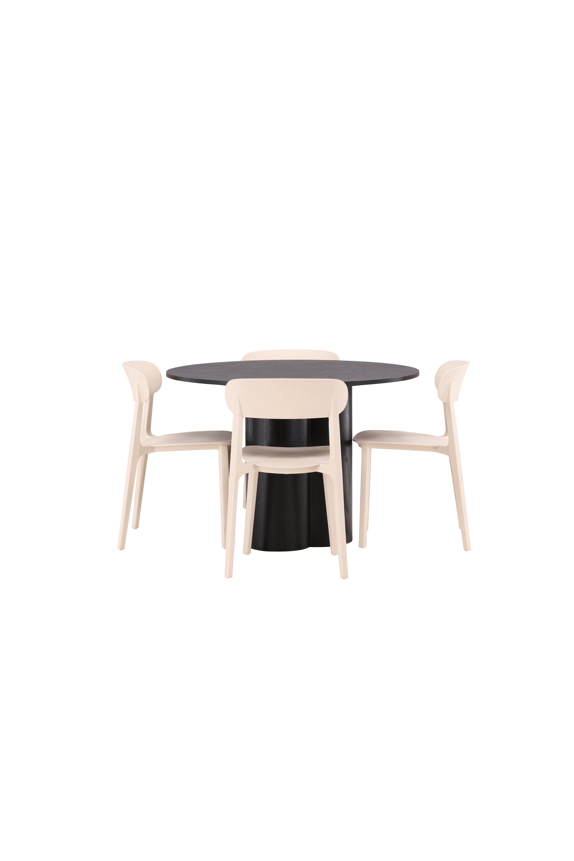 Olivia Esszimmer Set + Astol ⌀110cm/4St. in Schwarz / Beige präsentiert im Onlineshop von KAQTU Design AG. Esszimmerset ist von Venture Home