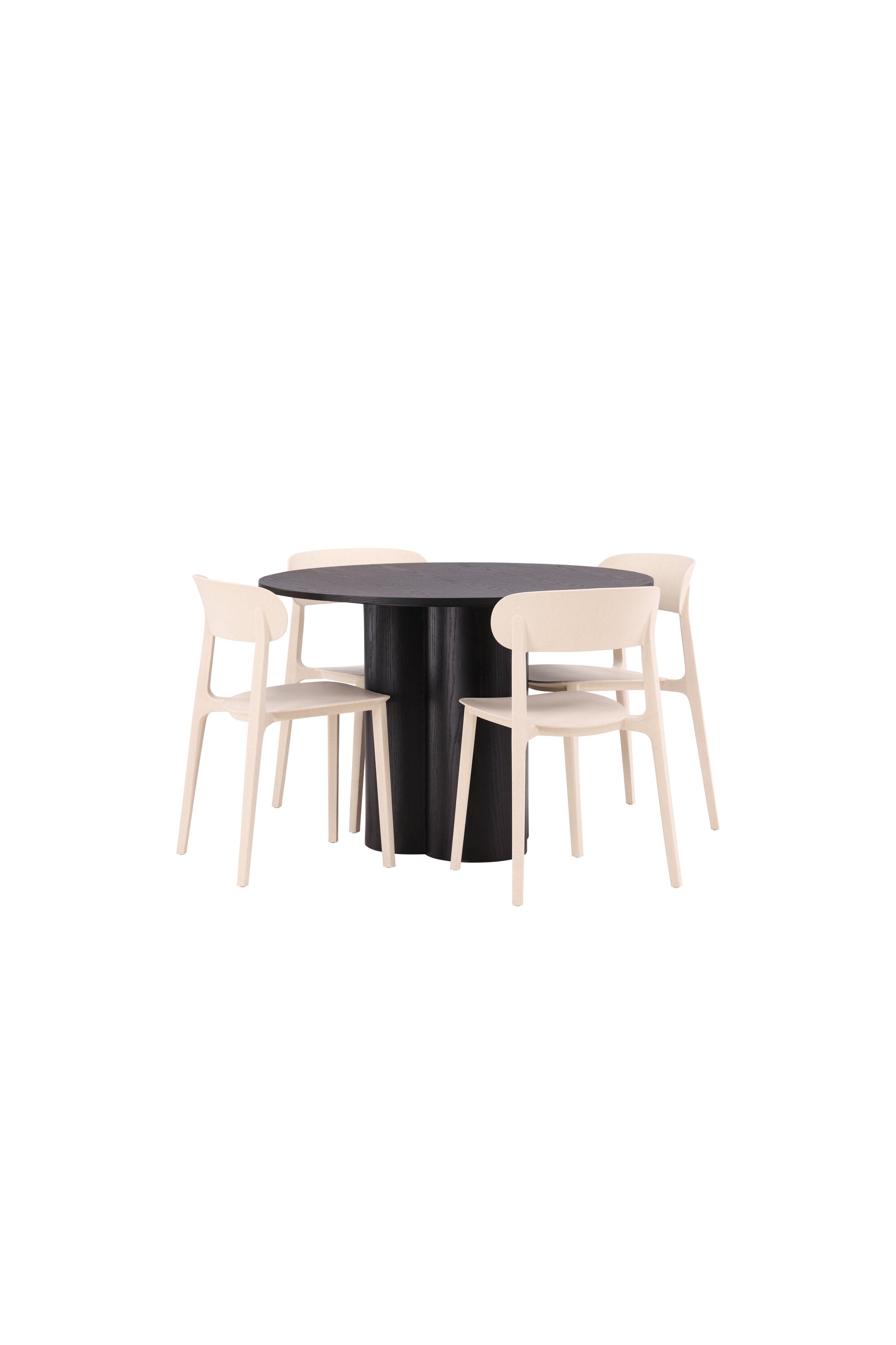 Olivia Esszimmer Set + Astol ⌀110cm/4St. in Schwarz / Beige präsentiert im Onlineshop von KAQTU Design AG. Esszimmerset ist von Venture Home