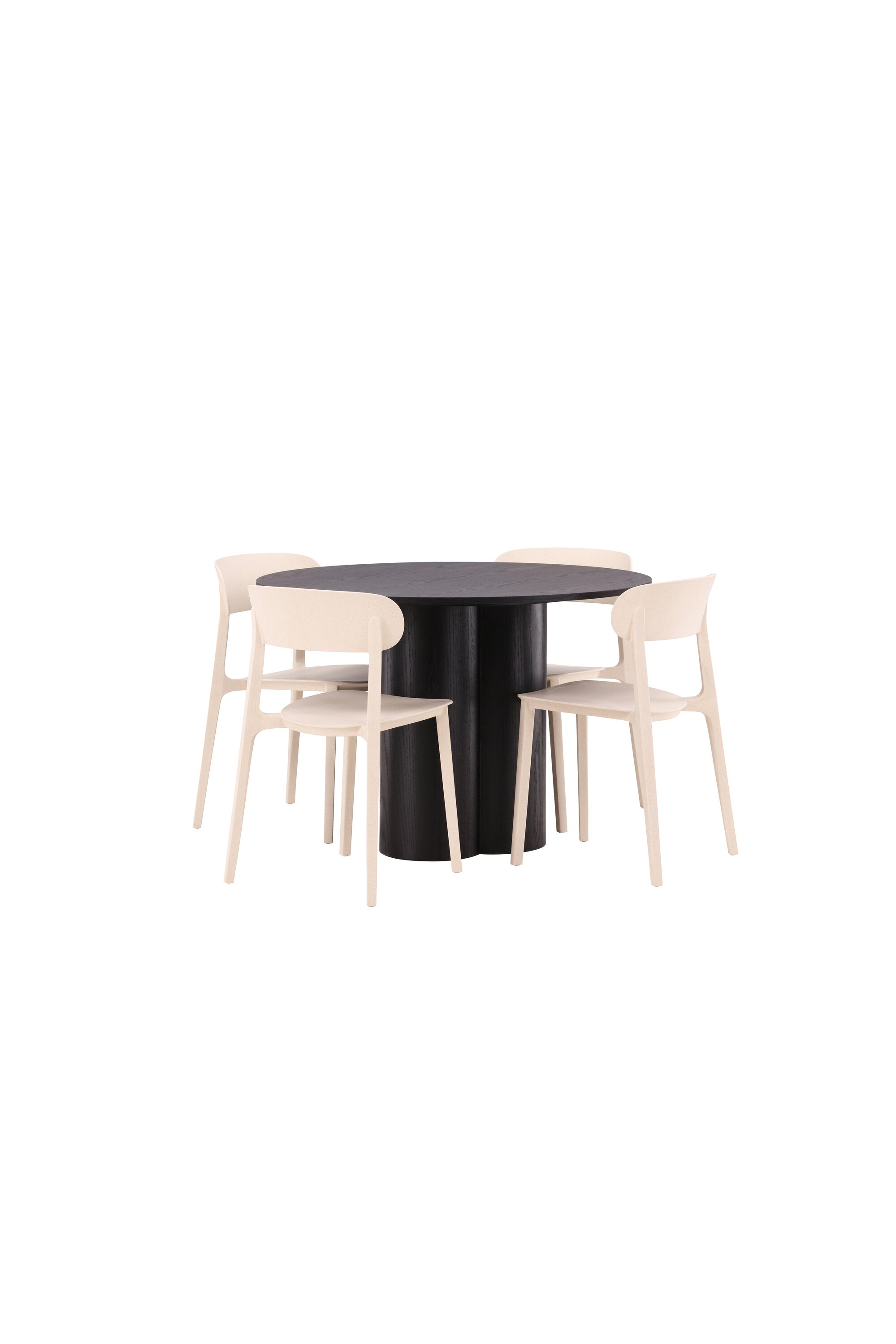 Olivia Esszimmer Set + Astol ⌀110cm/4St. in Schwarz / Beige präsentiert im Onlineshop von KAQTU Design AG. Esszimmerset ist von Venture Home