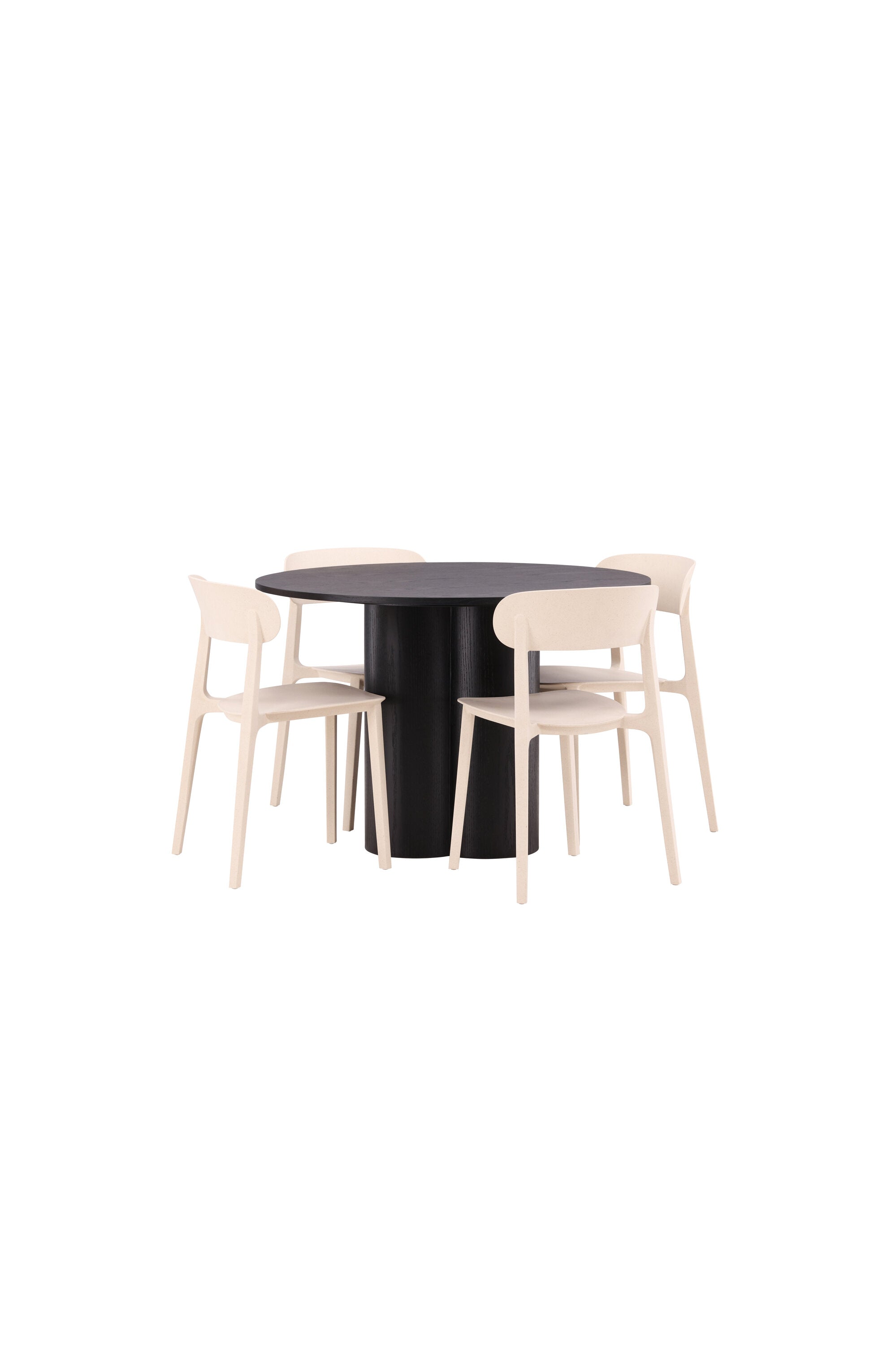 Olivia Esszimmer Set + Astol ⌀110cm/4St. in Schwarz / Beige präsentiert im Onlineshop von KAQTU Design AG. Esszimmerset ist von Venture Home