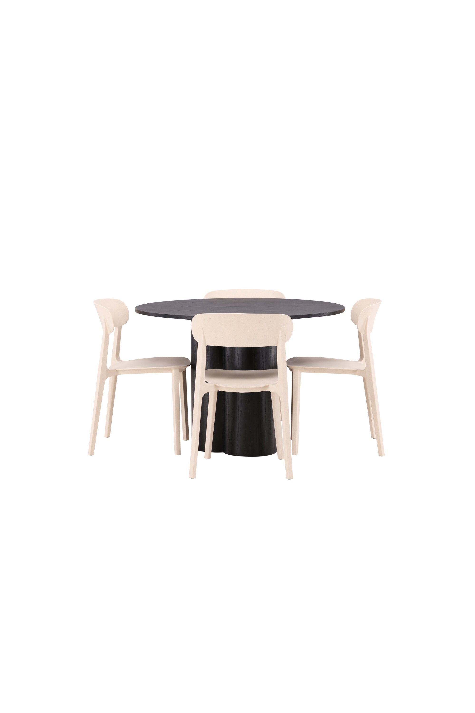 Olivia Esszimmer Set + Astol ⌀110cm/4St. in Schwarz / Beige präsentiert im Onlineshop von KAQTU Design AG. Esszimmerset ist von Venture Home