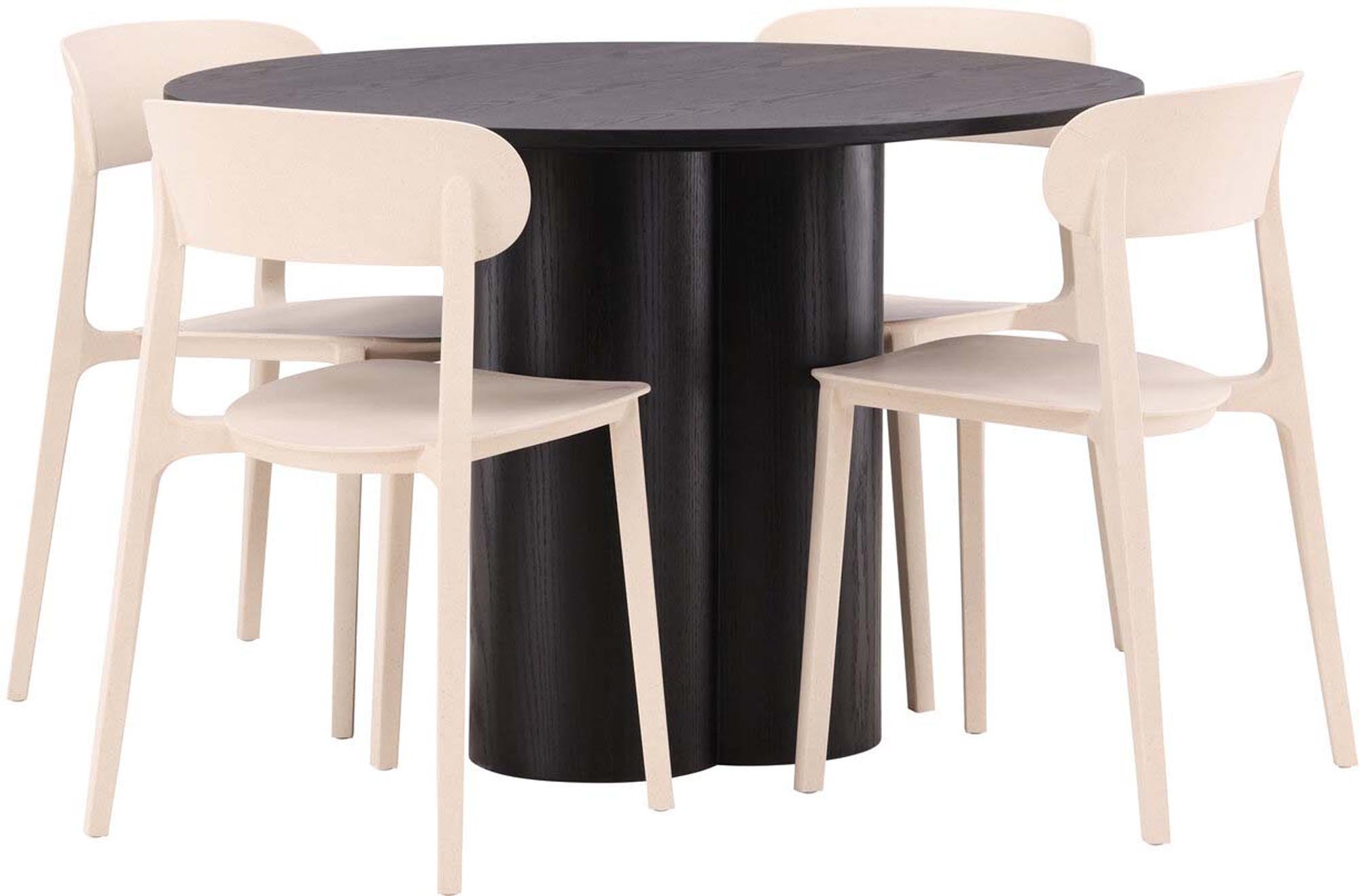 Elegantes Olivia Set: Astol Tisch Ø110cm & 4 Stühle von Venture Home.