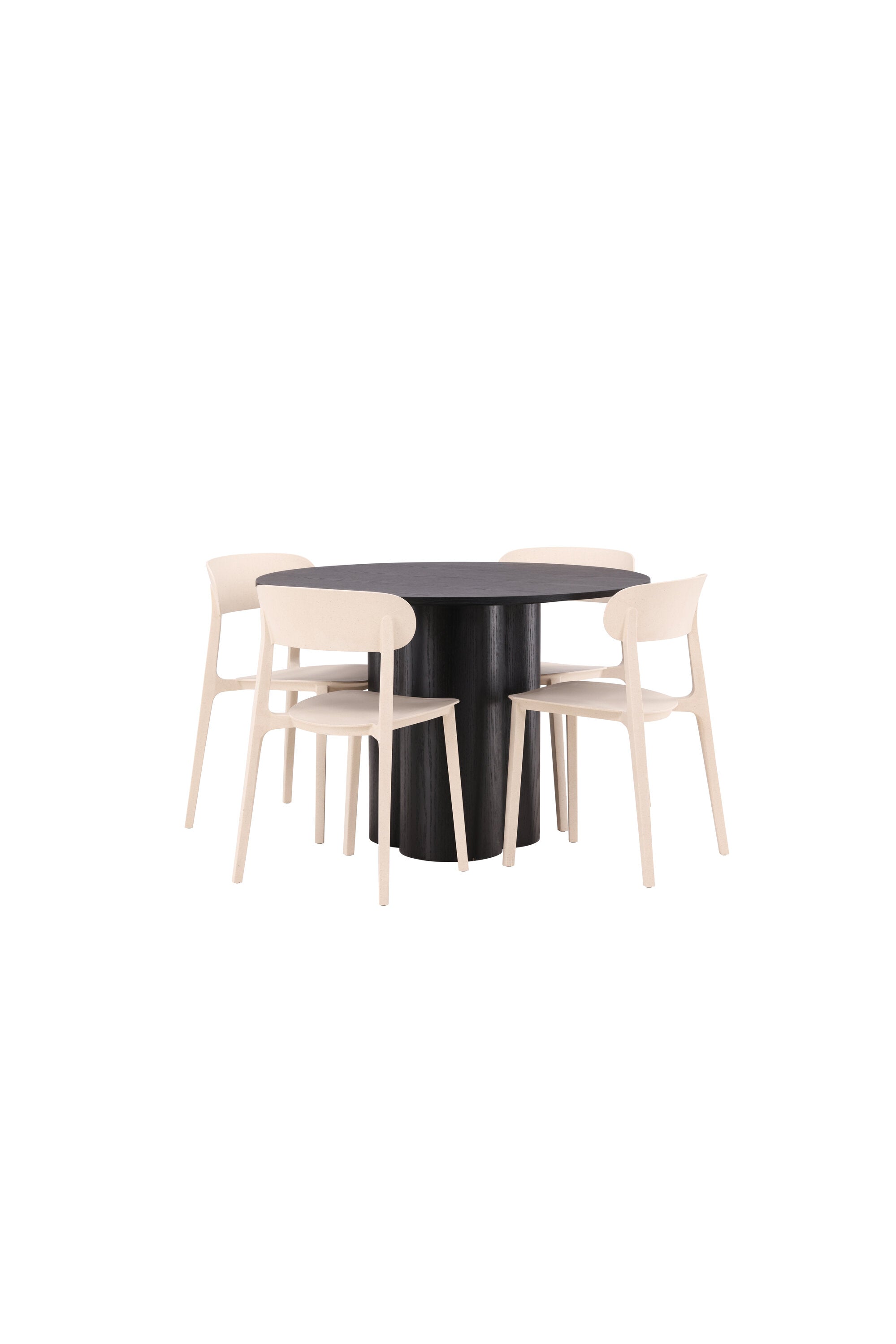 Olivia Esszimmer Set + Astol ⌀110cm/4St. in Schwarz / Beige präsentiert im Onlineshop von KAQTU Design AG. Esszimmerset ist von Venture Home