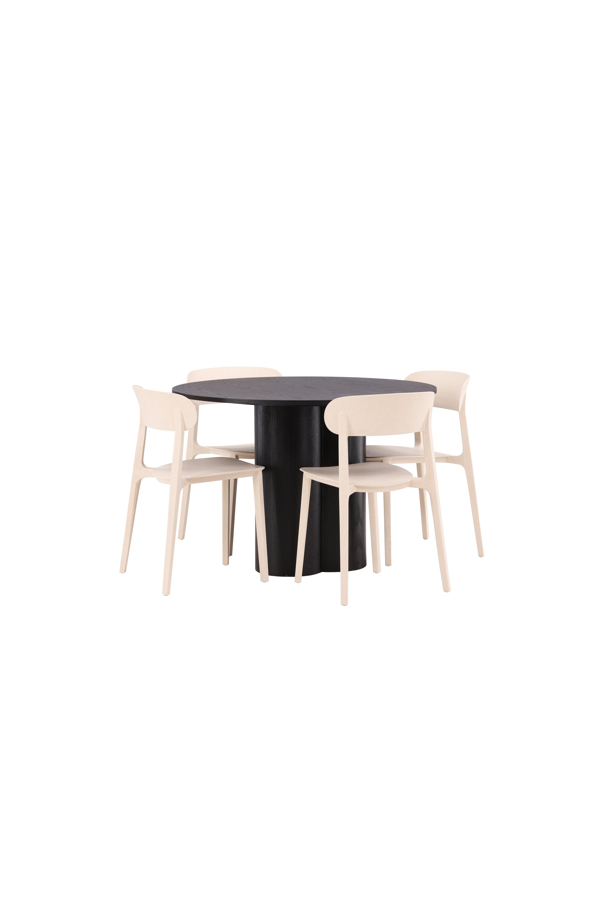 Olivia Esszimmer Set + Astol ⌀110cm/4St. in Schwarz / Beige präsentiert im Onlineshop von KAQTU Design AG. Esszimmerset ist von Venture Home
