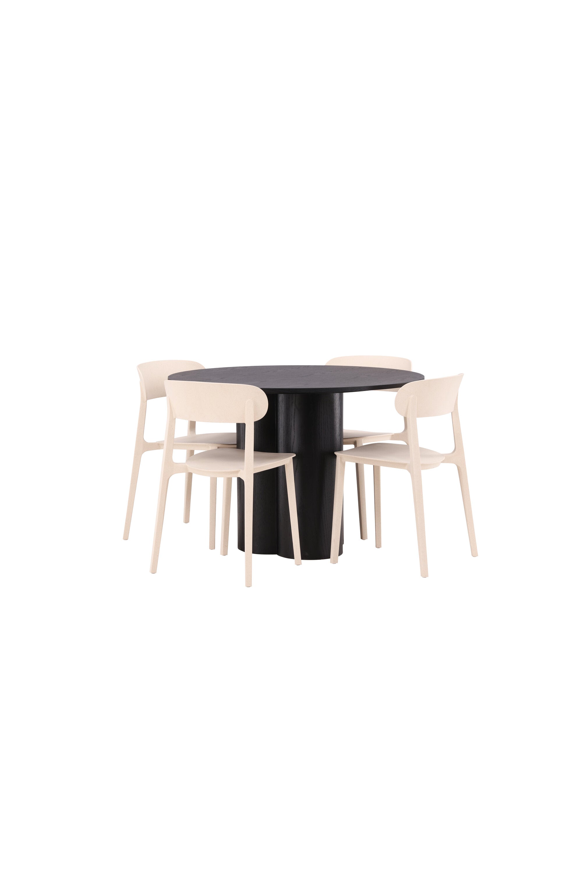 Olivia Esszimmer Set + Astol ⌀110cm/4St. in Schwarz / Beige präsentiert im Onlineshop von KAQTU Design AG. Esszimmerset ist von Venture Home