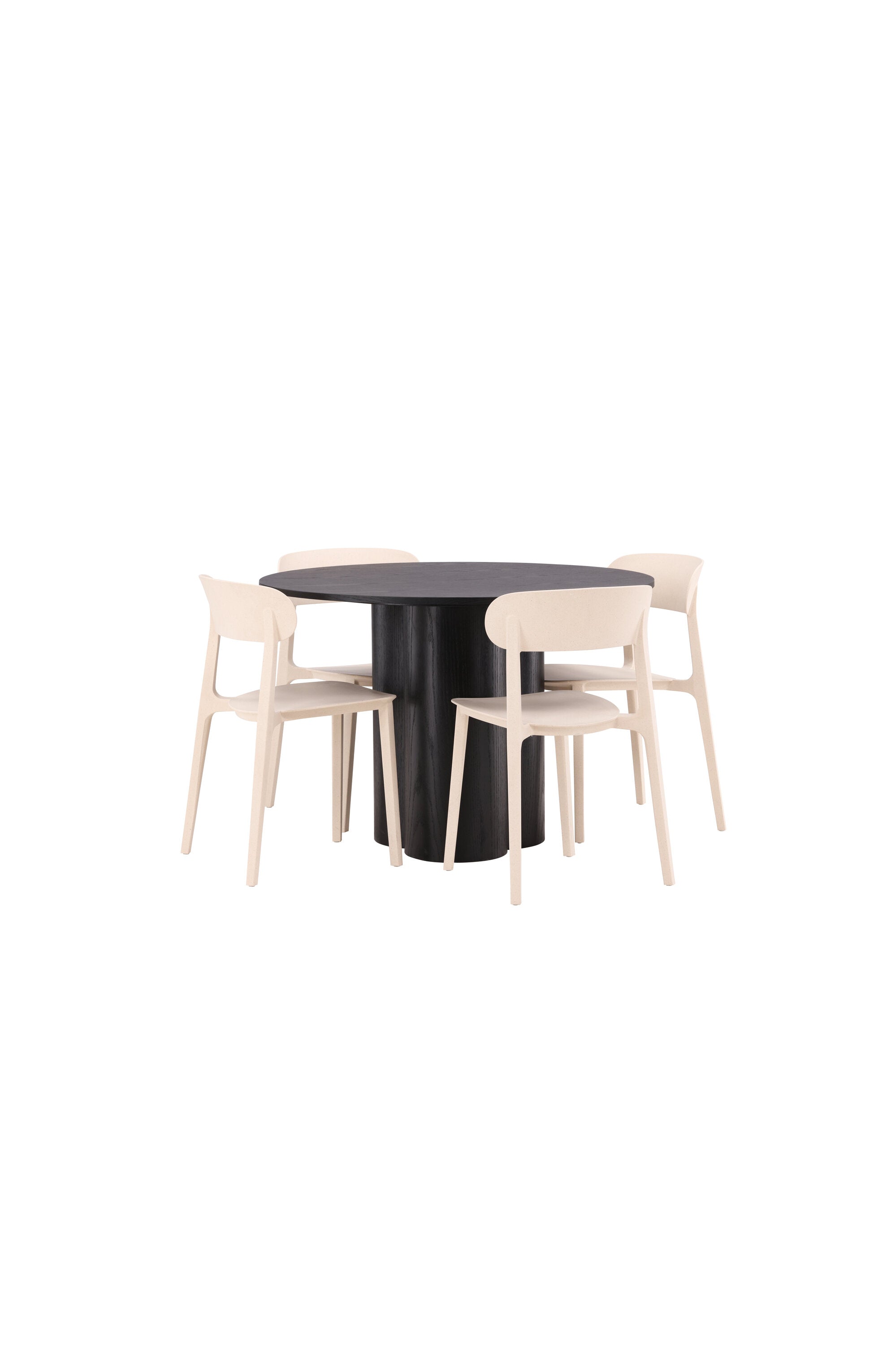 Olivia Esszimmer Set + Astol ⌀110cm/4St. in Schwarz / Beige präsentiert im Onlineshop von KAQTU Design AG. Esszimmerset ist von Venture Home