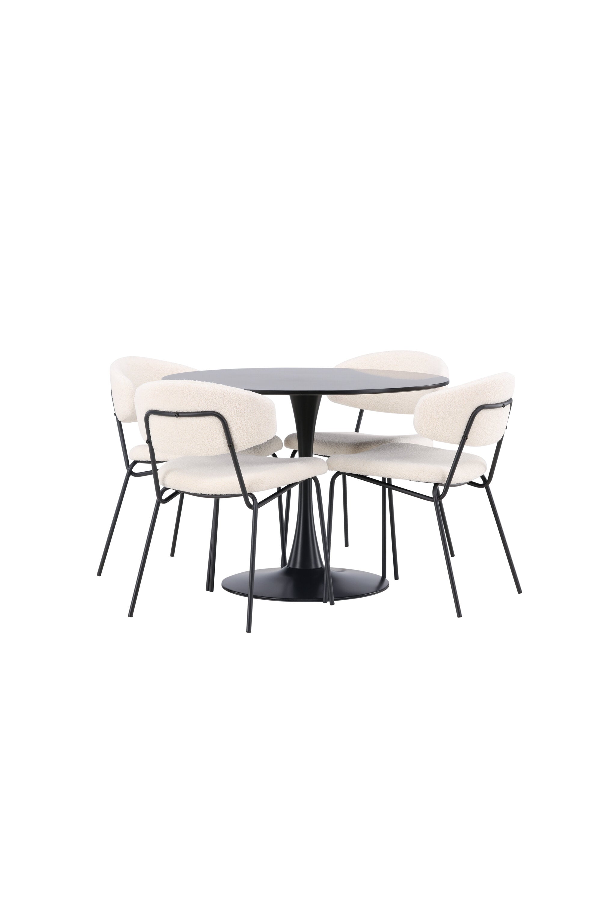 Glade Esszimmerset + Chico ⌀100cm/4St. in Weiss präsentiert im Onlineshop von KAQTU Design AG. Esszimmerset ist von Venture Home