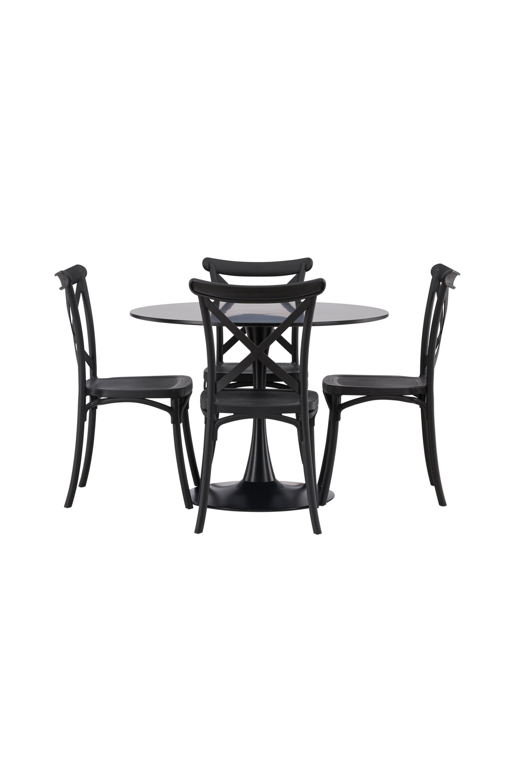 Glade Esszimmerset + Crosette ⌀100cm/4St. in Schwarz präsentiert im Onlineshop von KAQTU Design AG. Esszimmerset ist von Venture Home