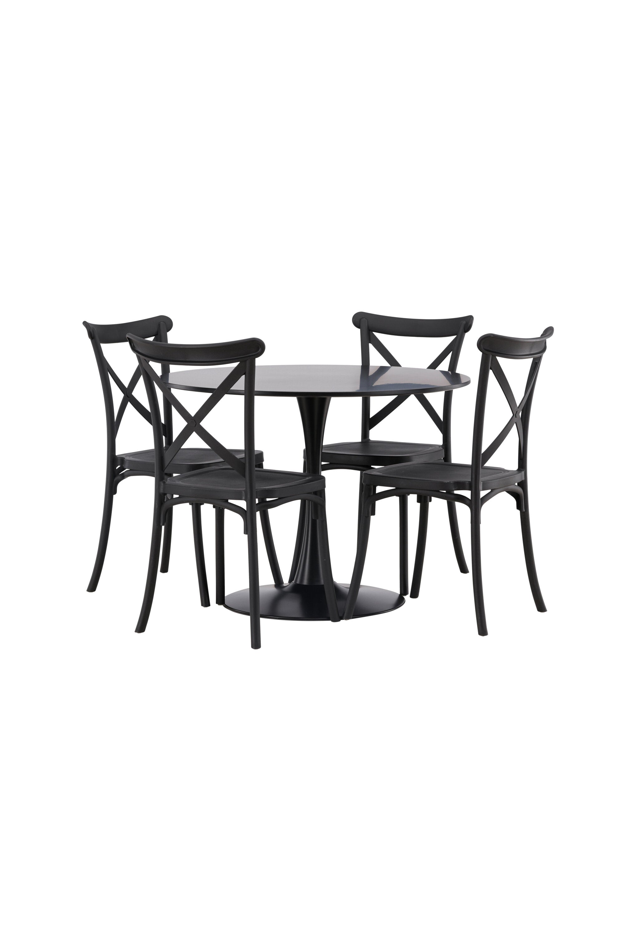 Glade Esszimmerset + Crosette ⌀100cm/4St. in Schwarz präsentiert im Onlineshop von KAQTU Design AG. Esszimmerset ist von Venture Home