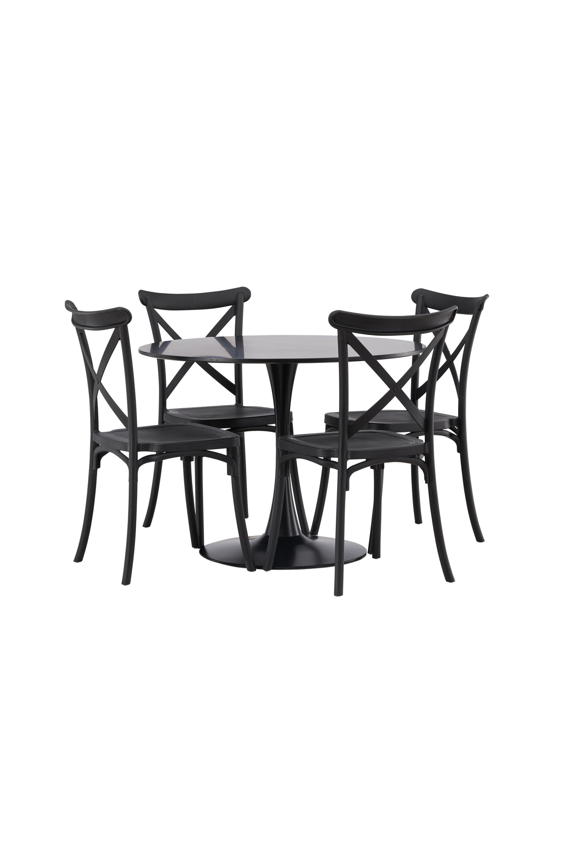 Glade Esszimmerset + Crosette ⌀100cm/4St. in Schwarz präsentiert im Onlineshop von KAQTU Design AG. Esszimmerset ist von Venture Home