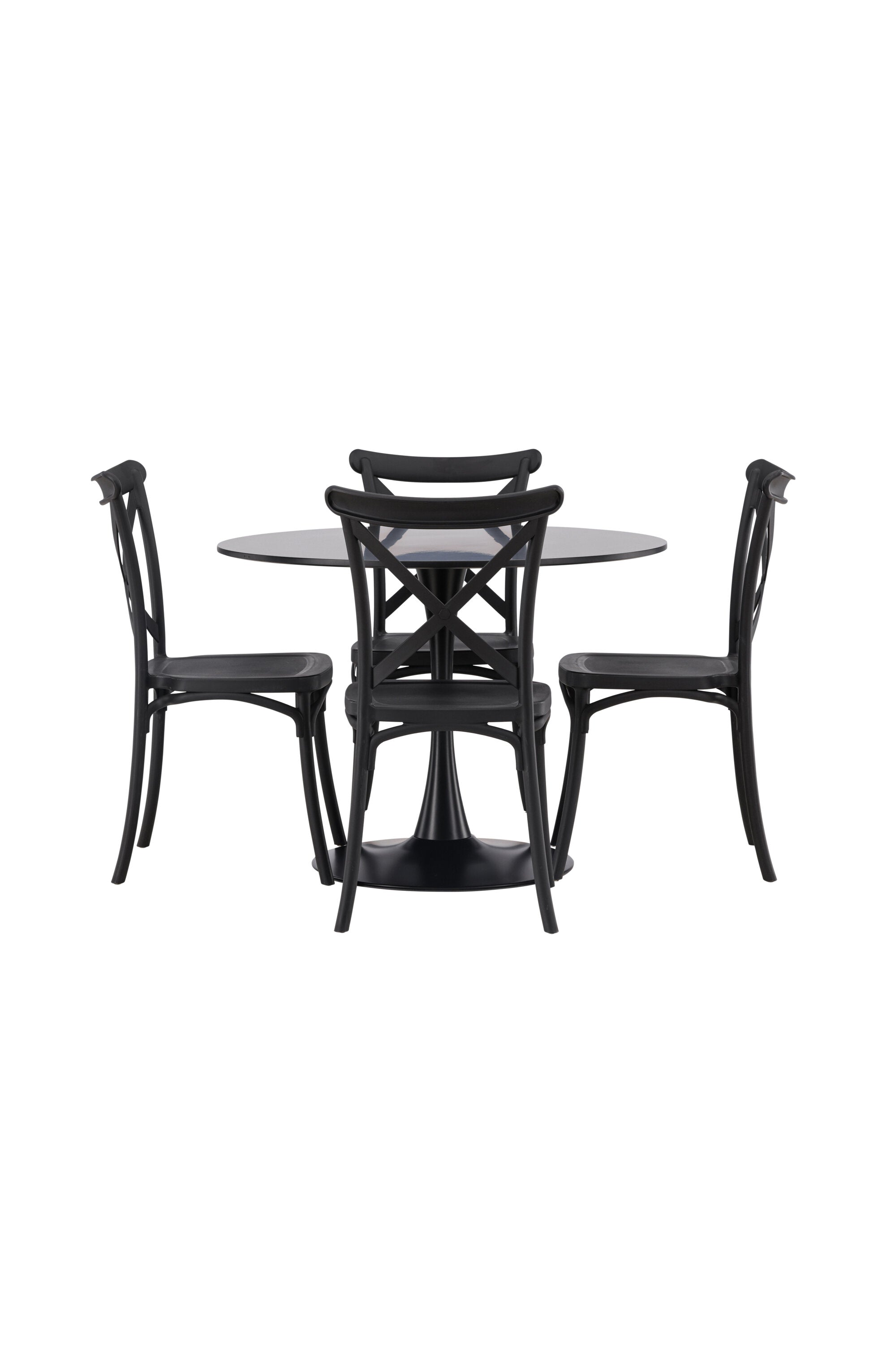 Glade Esszimmerset + Crosette ⌀100cm/4St. in Schwarz präsentiert im Onlineshop von KAQTU Design AG. Esszimmerset ist von Venture Home