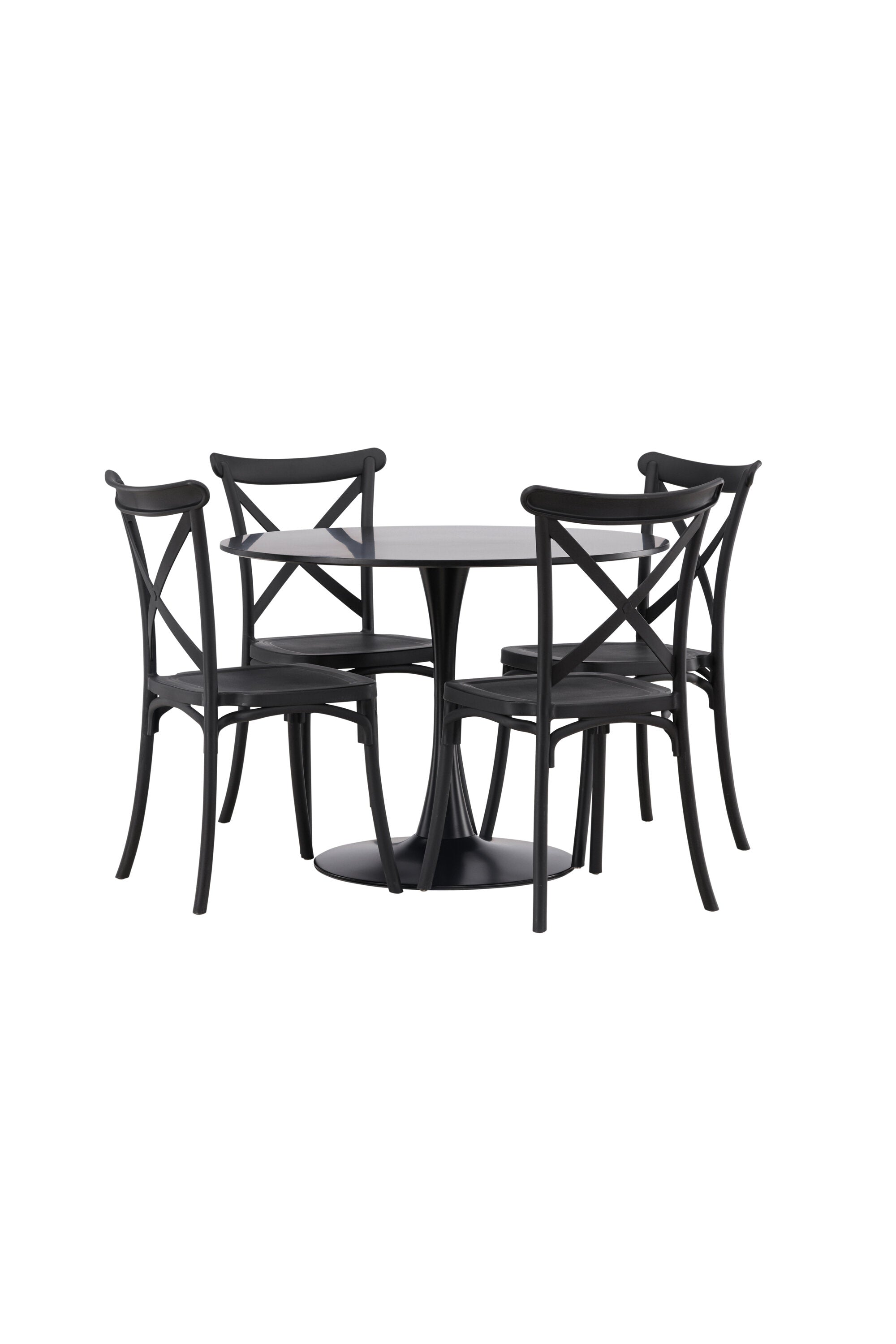 Glade Esszimmerset + Crosette ⌀100cm/4St. in Schwarz präsentiert im Onlineshop von KAQTU Design AG. Esszimmerset ist von Venture Home