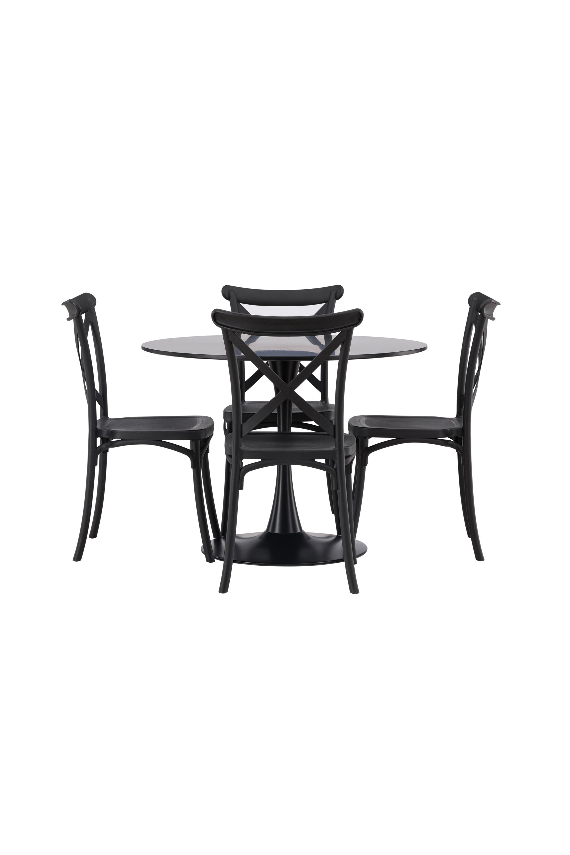 Glade Esszimmerset + Crosette ⌀100cm/4St. in Schwarz präsentiert im Onlineshop von KAQTU Design AG. Esszimmerset ist von Venture Home