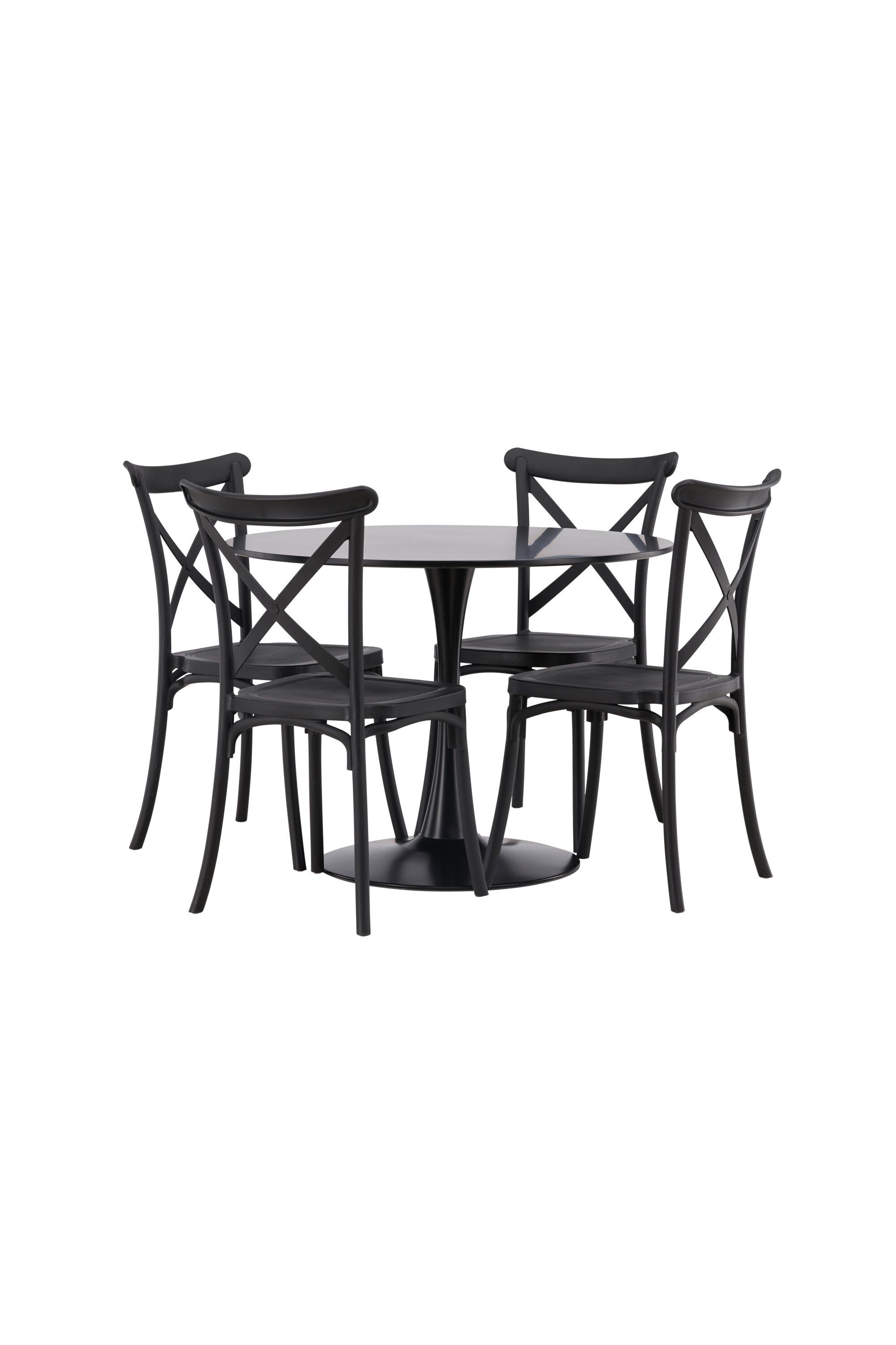 Glade Esszimmerset + Crosette ⌀100cm/4St. in Schwarz präsentiert im Onlineshop von KAQTU Design AG. Esszimmerset ist von Venture Home