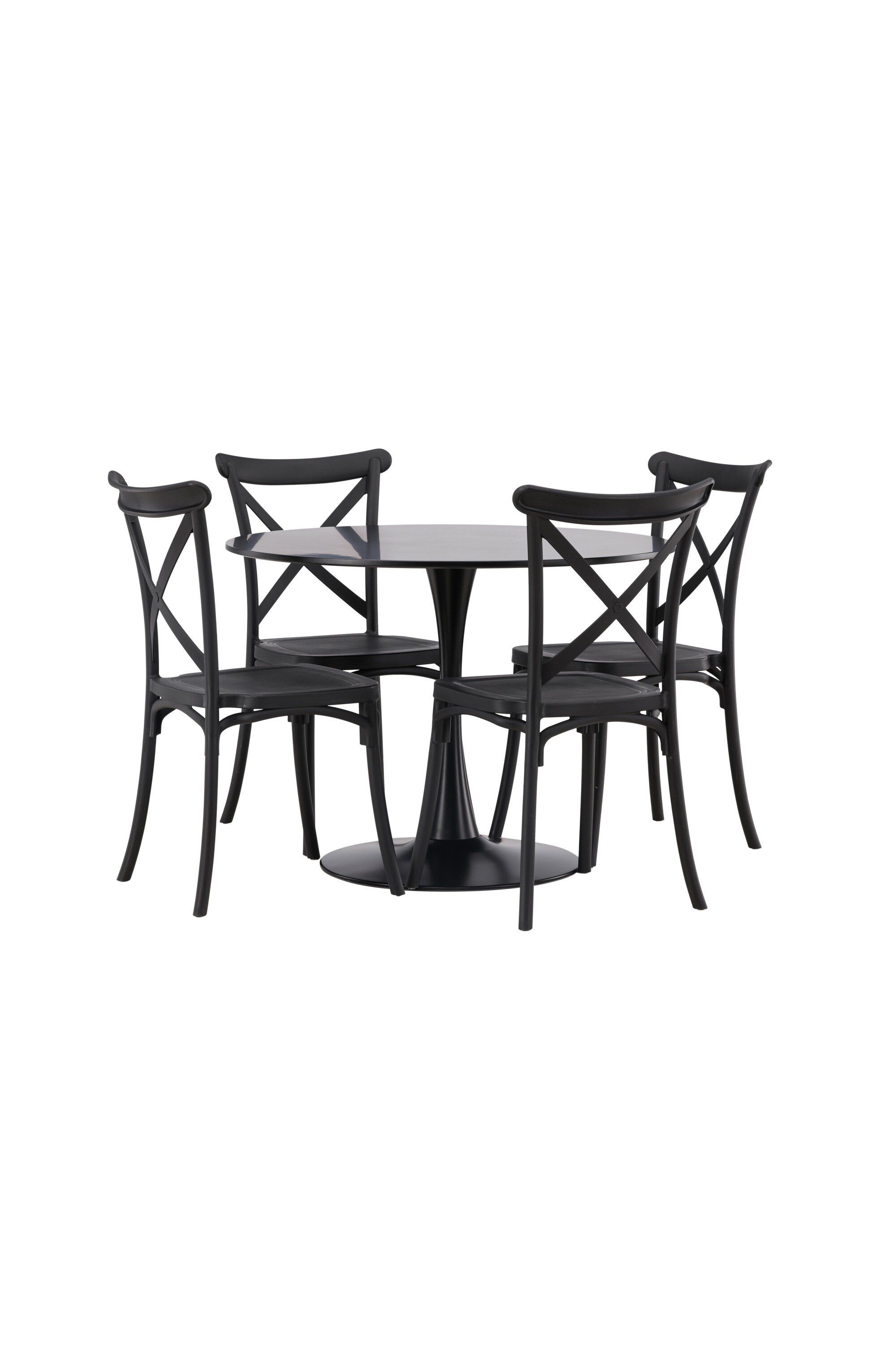 Glade Esszimmerset + Crosette ⌀100cm/4St. in Schwarz präsentiert im Onlineshop von KAQTU Design AG. Esszimmerset ist von Venture Home