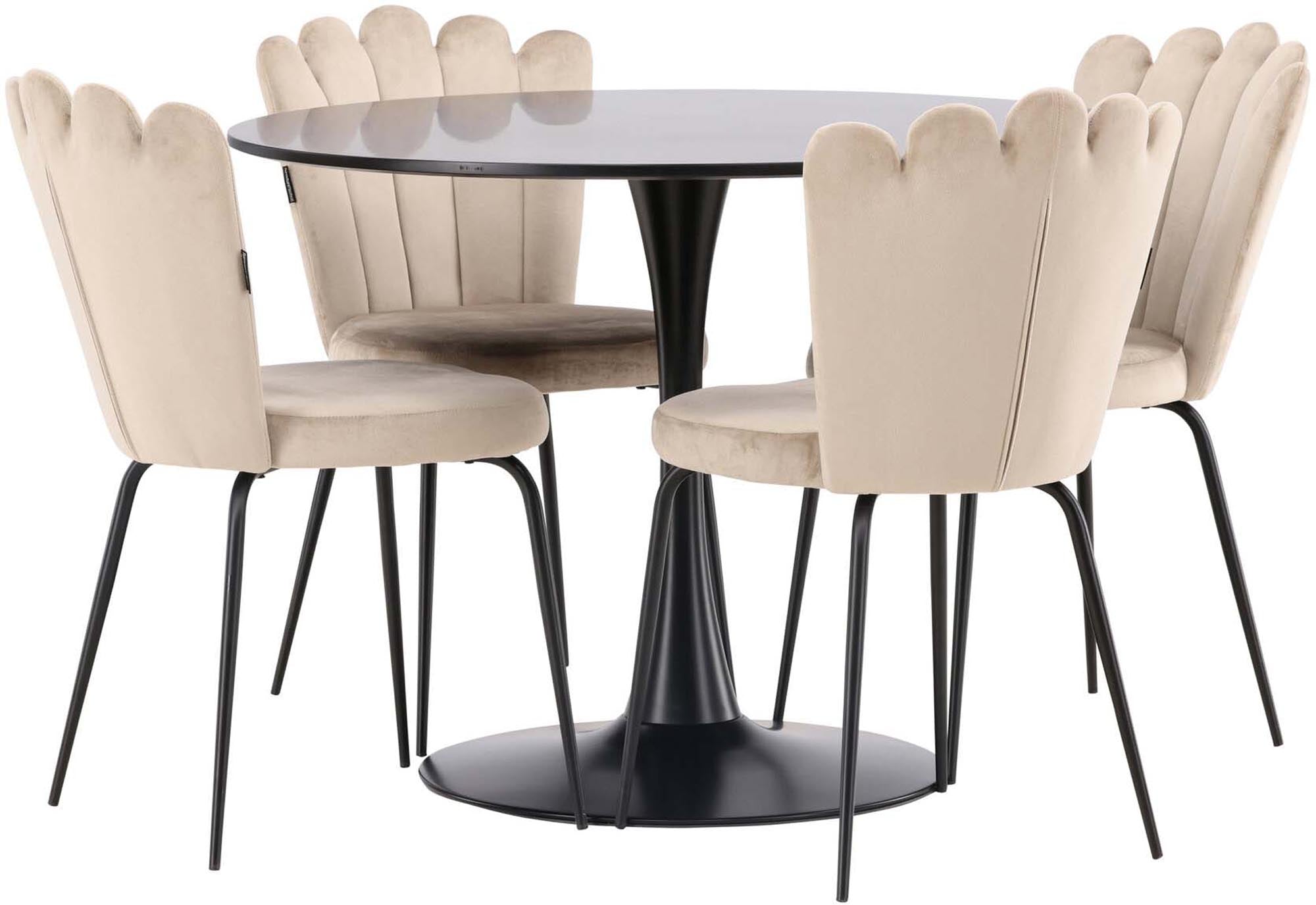 Modernes Glade Esszimmerset mit Limhamn Tisch und 4 Stühlen.