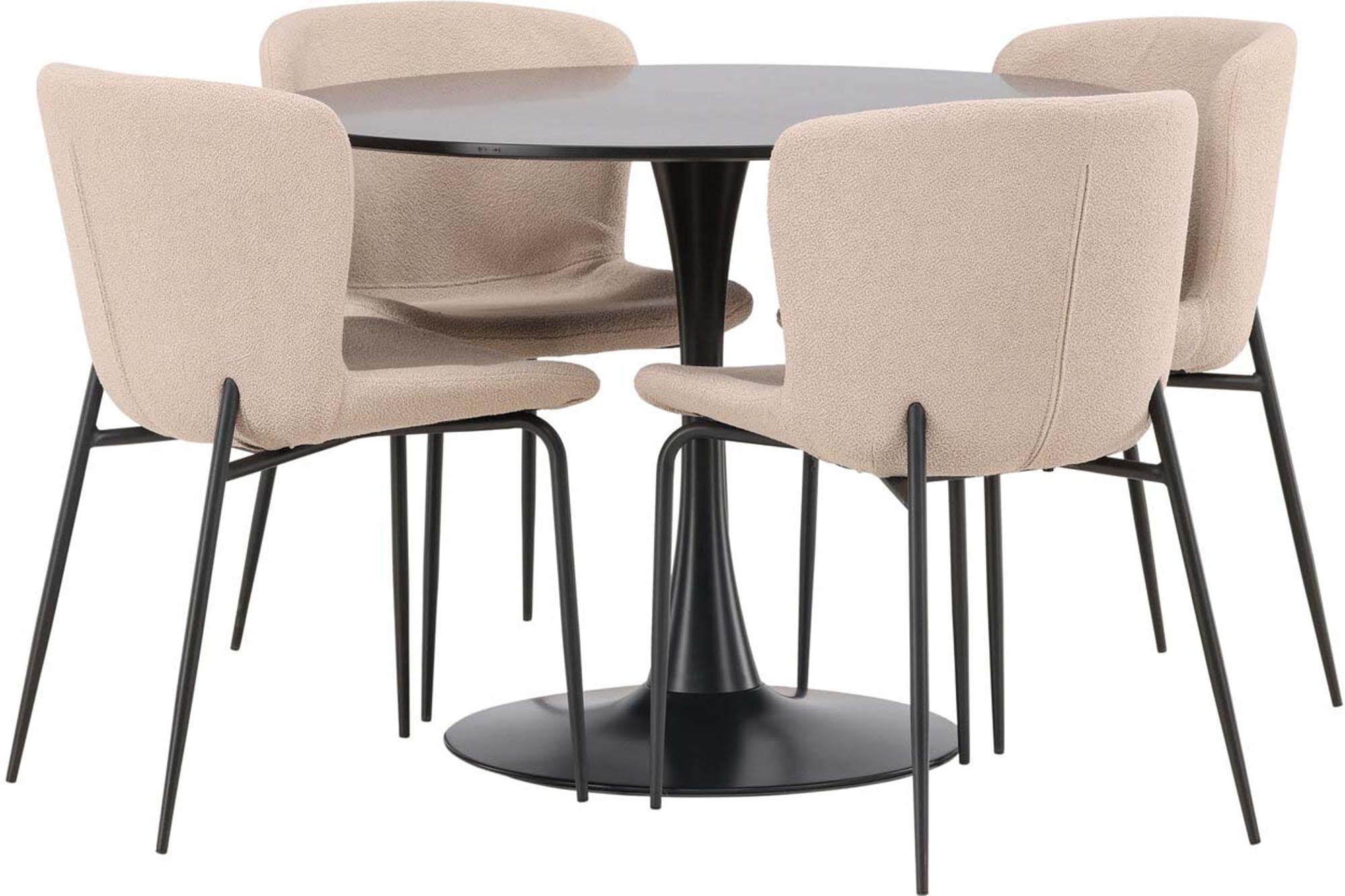 Elegantes Glade Esszimmerset mit runden Modesto Tisch (100cm) und stilvollen Stühlen für gesellige Abende und modernes Wohnen.