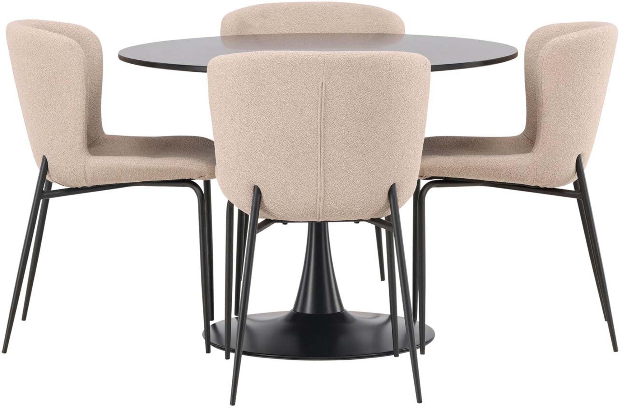 Modernes Glade Esszimmerset mit rundem Modesto Tisch für 4 Personen.