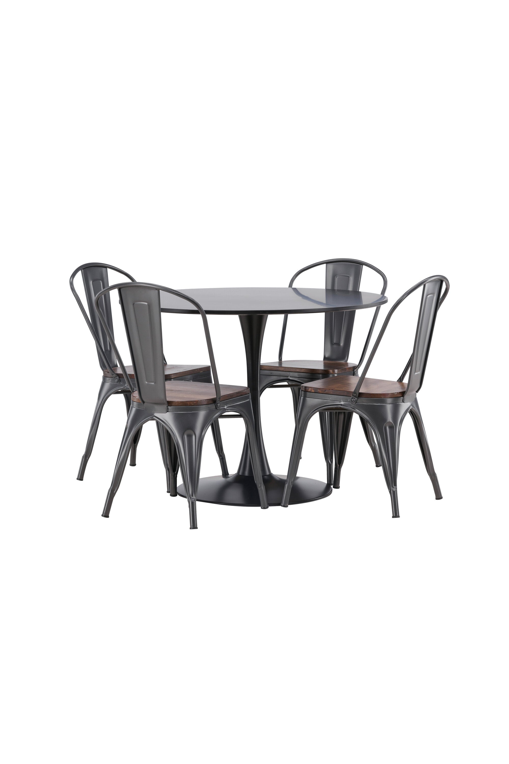 Glade Esszimmerset + Tempe ⌀100cm/4St. in Dunkelgrau, Walnuss präsentiert im Onlineshop von KAQTU Design AG. Esszimmerset ist von Venture Home