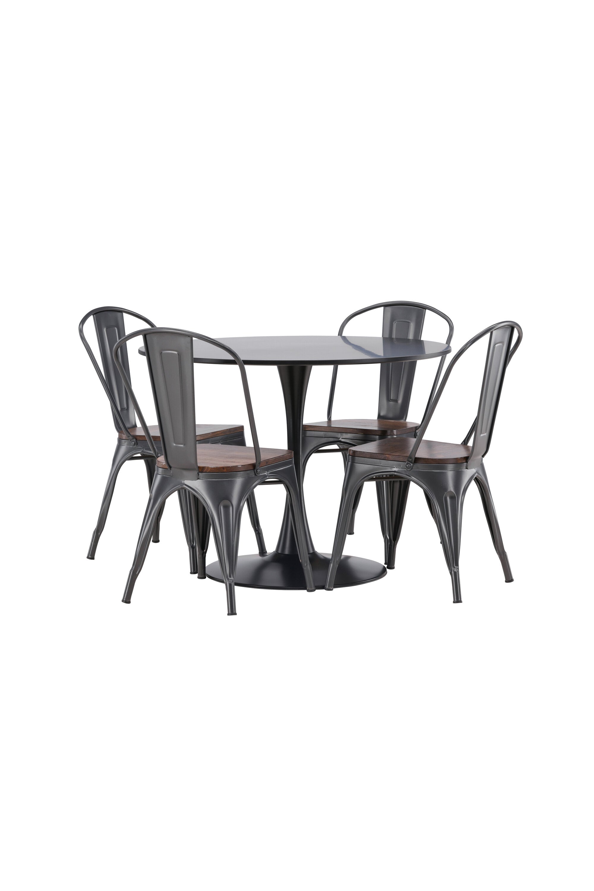 Glade Esszimmerset + Tempe ⌀100cm/4St. in Dunkelgrau, Walnuss präsentiert im Onlineshop von KAQTU Design AG. Esszimmerset ist von Venture Home
