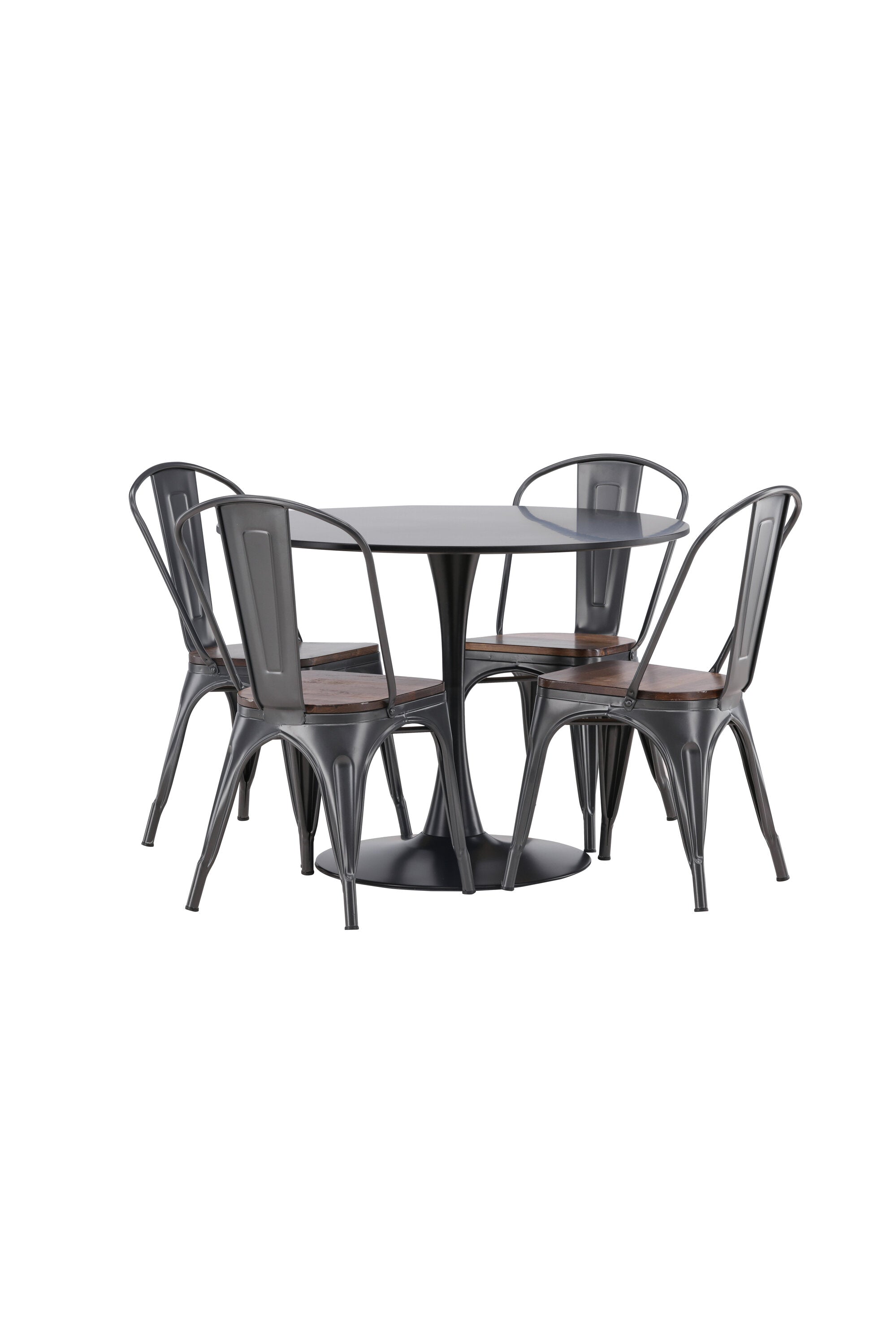 Glade Esszimmerset + Tempe ⌀100cm/4St. in Dunkelgrau, Walnuss präsentiert im Onlineshop von KAQTU Design AG. Esszimmerset ist von Venture Home