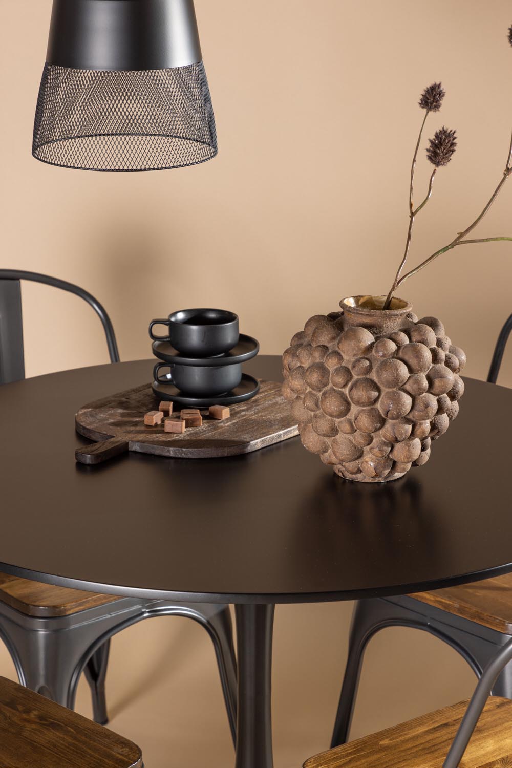 Glade Esszimmerset + Tempe ⌀100cm/4St. in Dunkelgrau, Walnuss präsentiert im Onlineshop von KAQTU Design AG. Esszimmerset ist von Venture Home