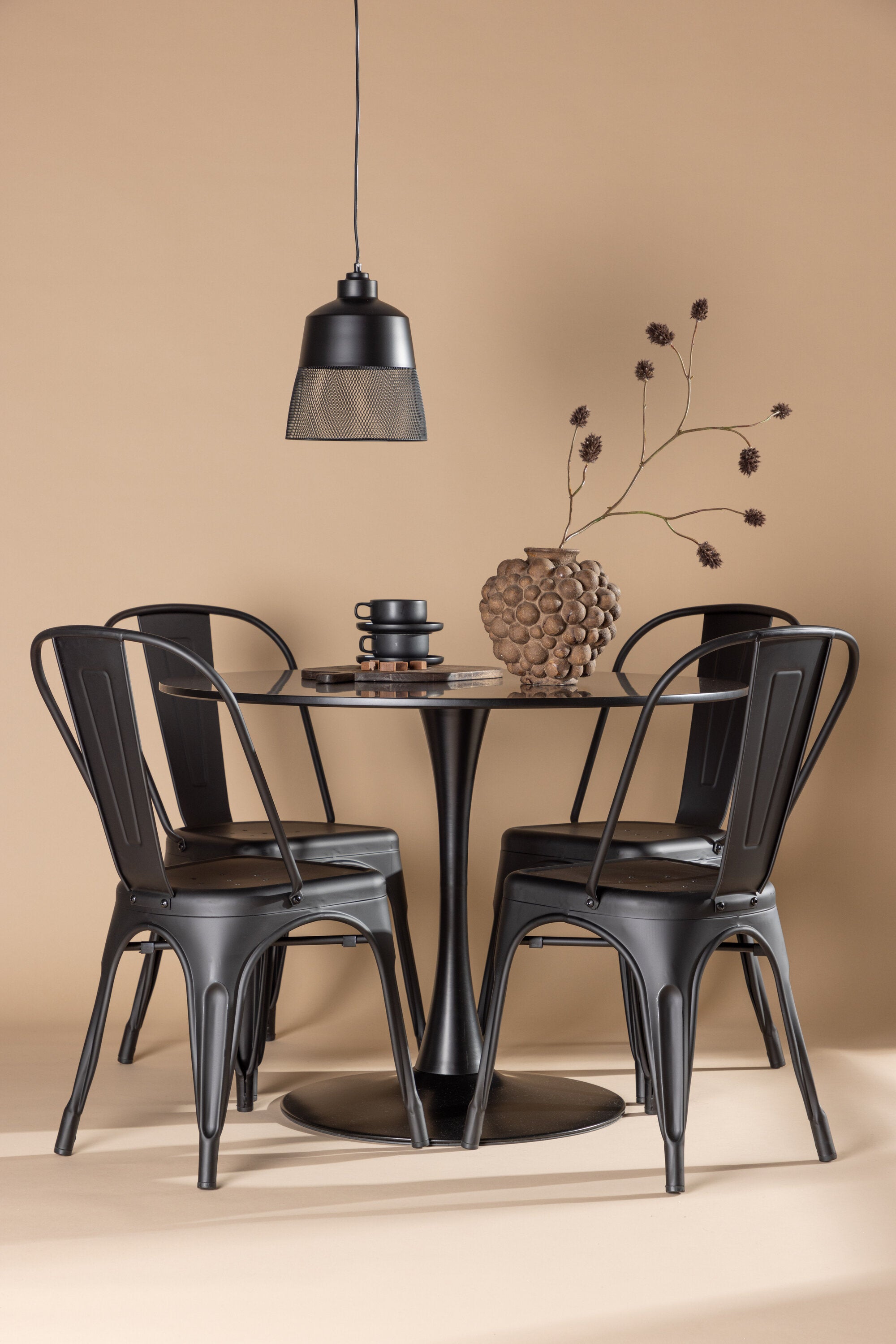 Glade Esszimmerset + Tempe ⌀100cm/4St. in Schwarz präsentiert im Onlineshop von KAQTU Design AG. Esszimmerset ist von Venture Home