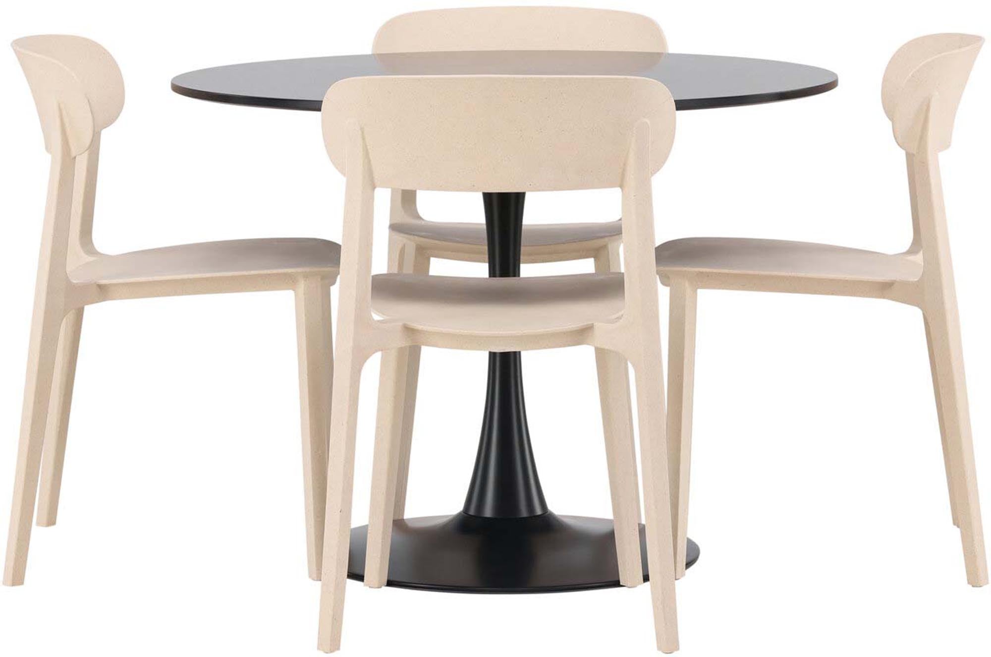 Elegantes Glade Esszimmerset mit Astol Tisch, 100cm, 4 Stühle.