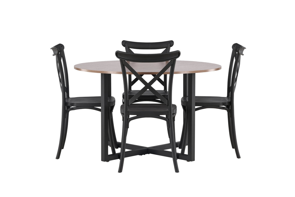 Durango Esszimmerset + Crosett ⌀120cm/4St. in Schwarz präsentiert im Onlineshop von KAQTU Design AG. Esszimmerset ist von Venture Home