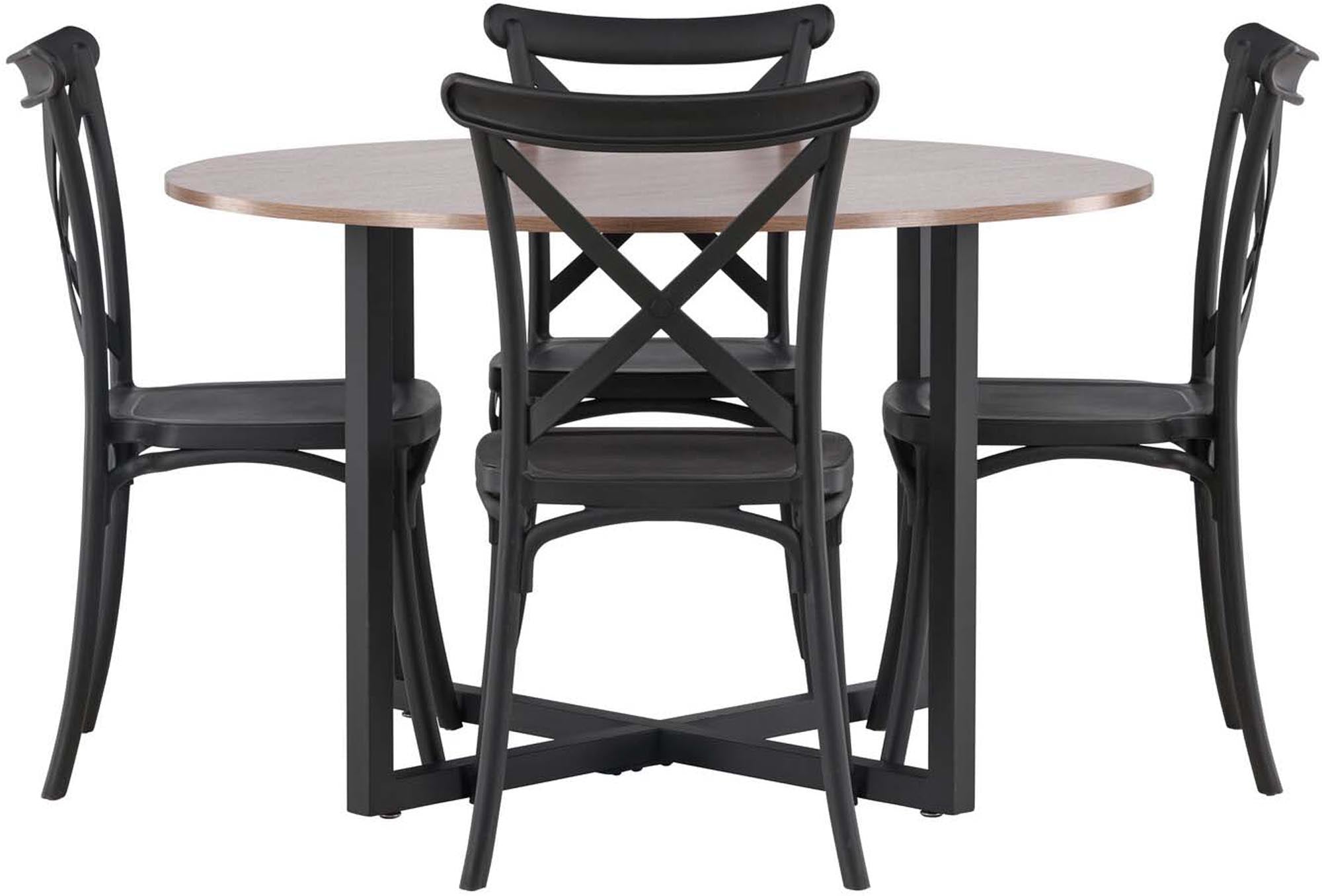 Modernes Durango Esszimmerset mit runden Tisch und Crosett-Stühlen für stilvolle Esszimmergestaltung. Ideal für gesellige Abende!