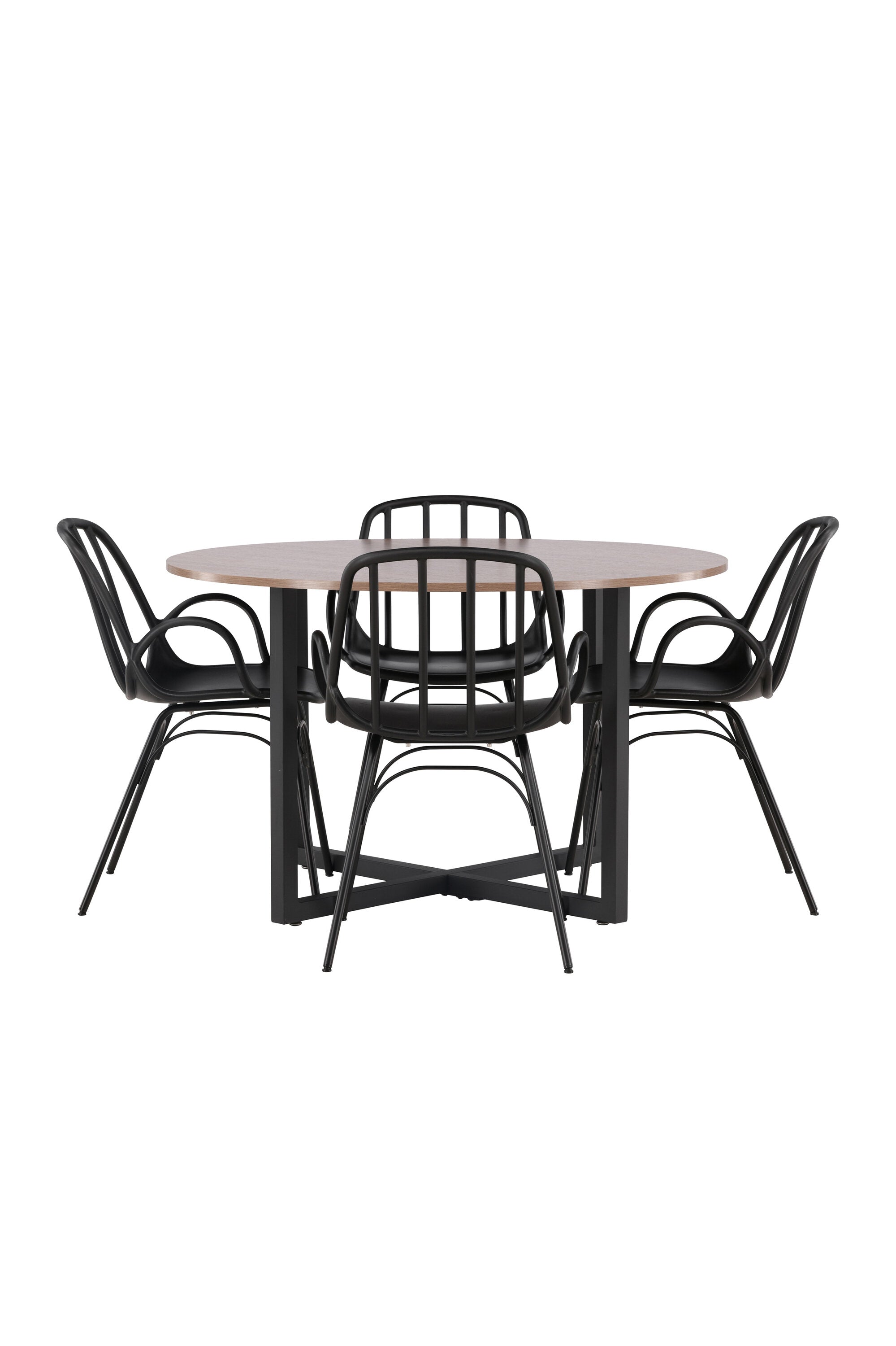 Durango Esszimmerset + Dyrön ⌀120cm/4St. in Schwarz präsentiert im Onlineshop von KAQTU Design AG. Esszimmerset ist von Venture Home