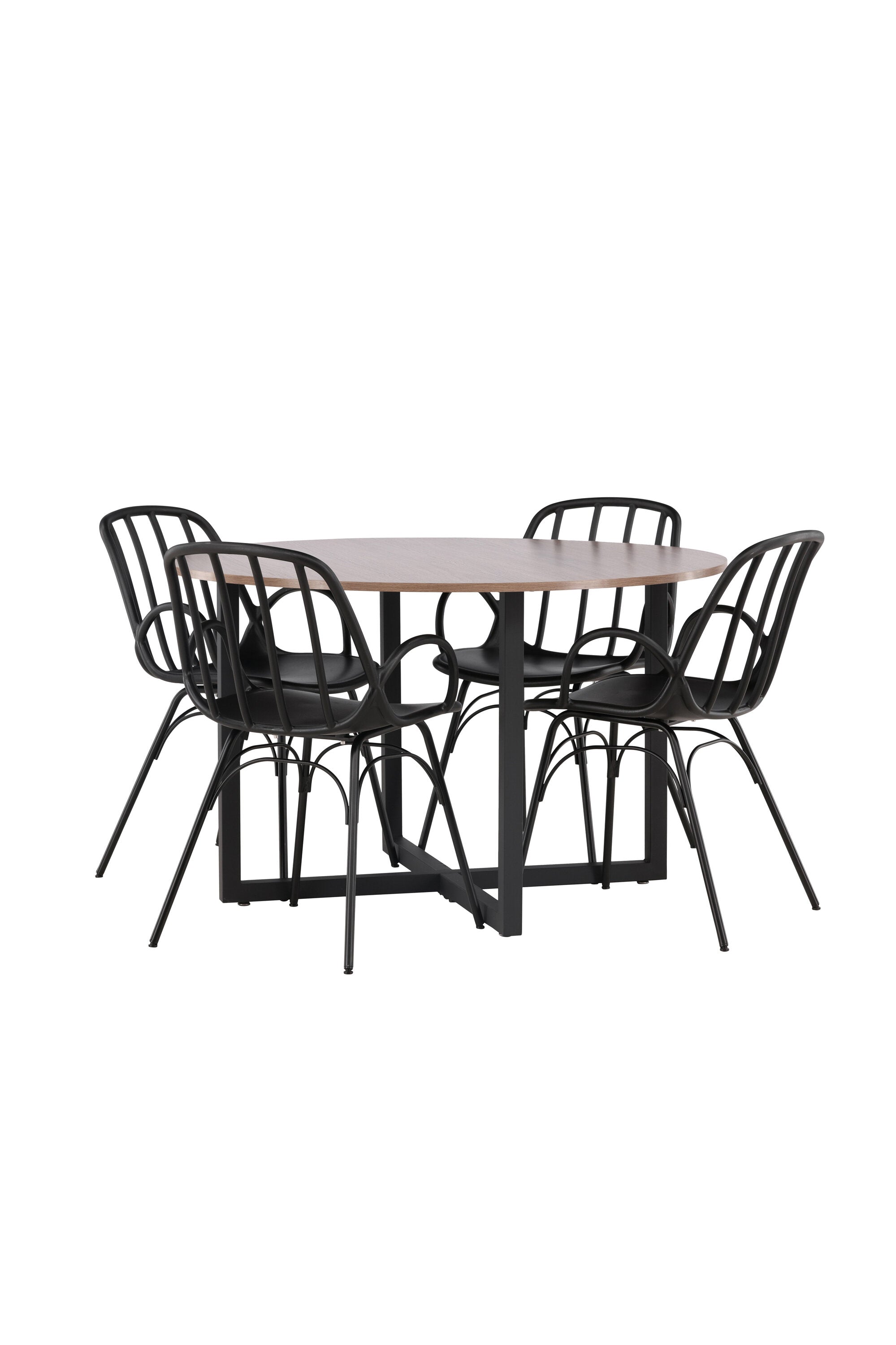 Durango Esszimmerset + Dyrön ⌀120cm/4St. in Schwarz präsentiert im Onlineshop von KAQTU Design AG. Esszimmerset ist von Venture Home