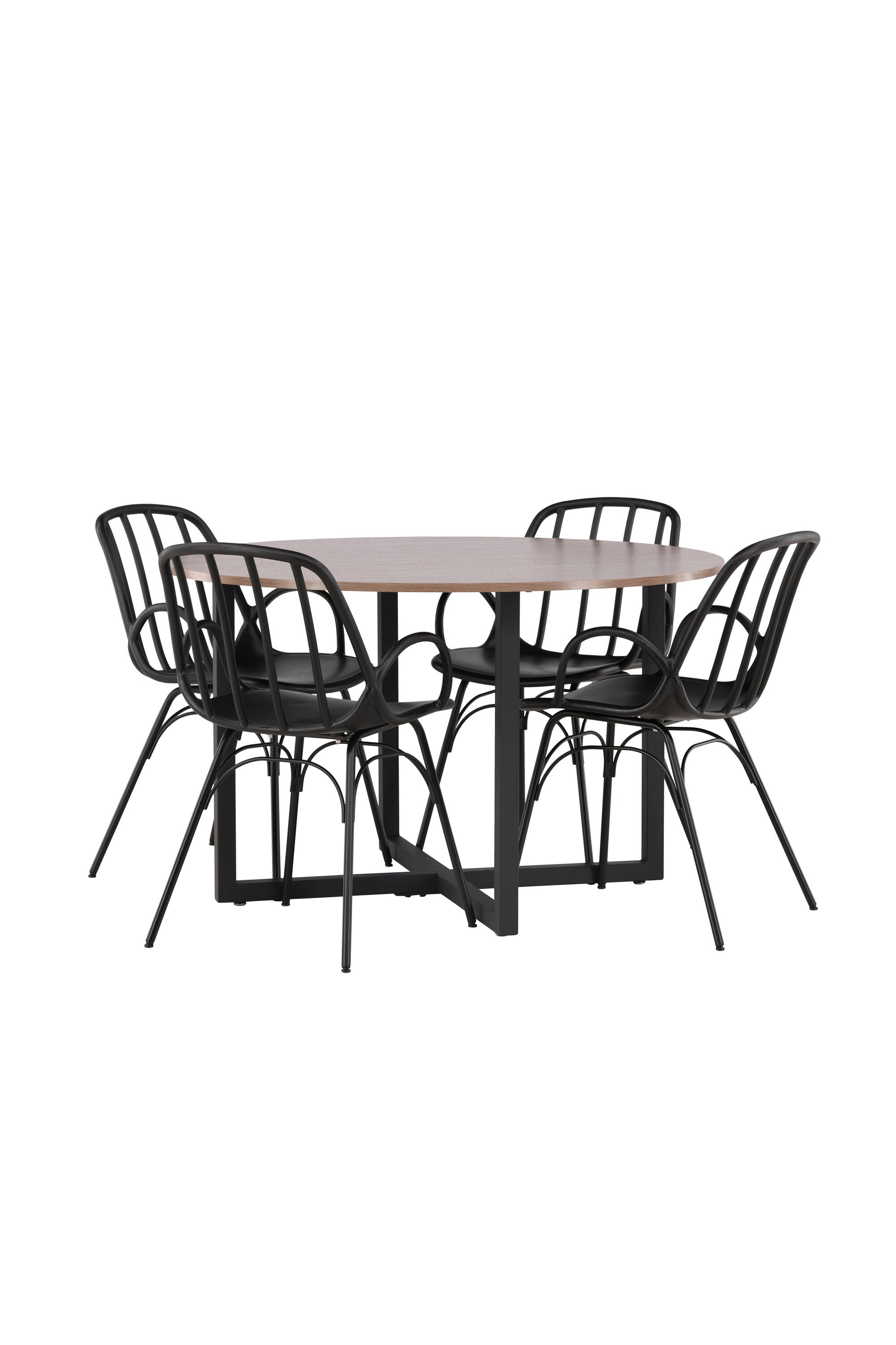 Durango Esszimmerset + Dyrön ⌀120cm/4St. in Schwarz präsentiert im Onlineshop von KAQTU Design AG. Esszimmerset ist von Venture Home