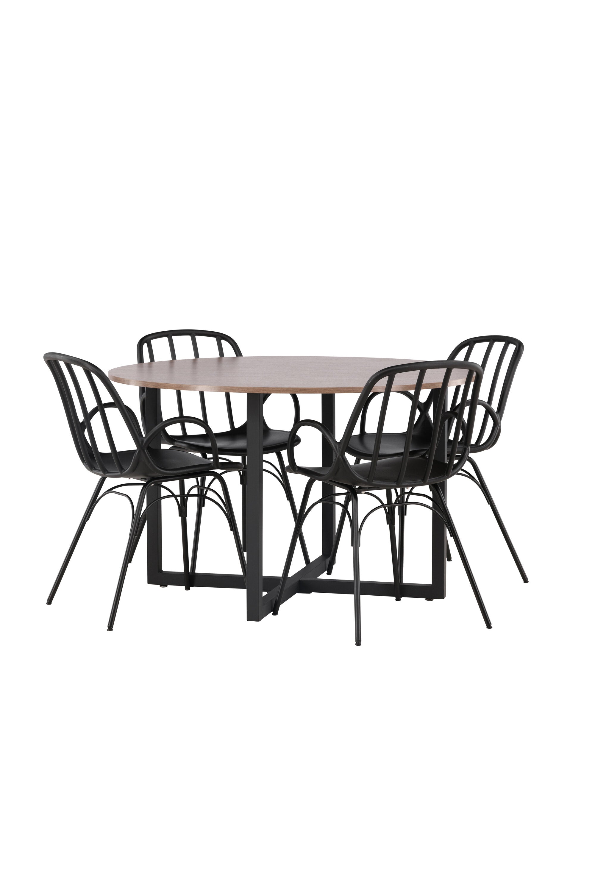 Durango Esszimmerset + Dyrön ⌀120cm/4St. in Schwarz präsentiert im Onlineshop von KAQTU Design AG. Esszimmerset ist von Venture Home