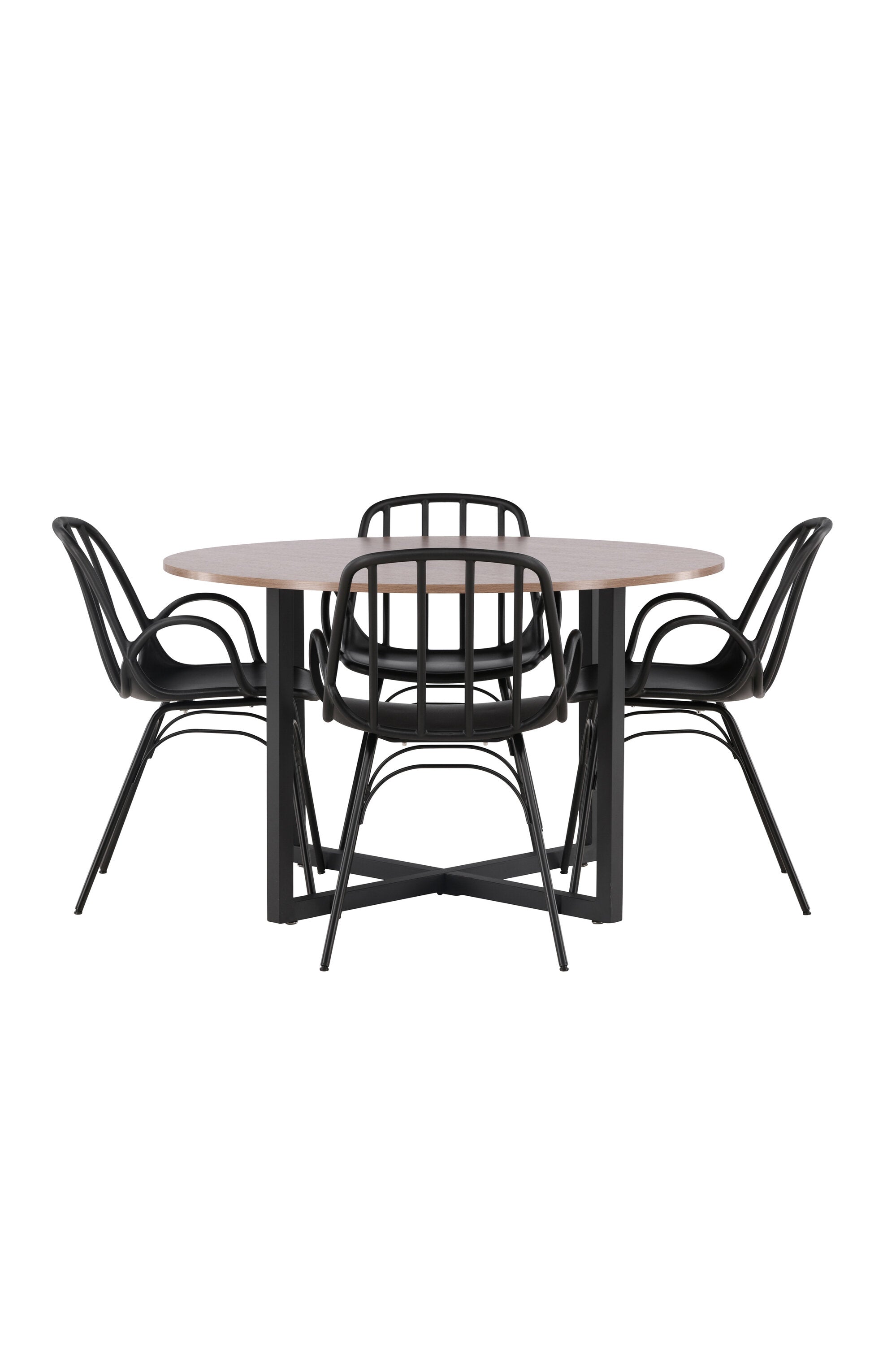 Durango Esszimmerset + Dyrön ⌀120cm/4St. in Schwarz präsentiert im Onlineshop von KAQTU Design AG. Esszimmerset ist von Venture Home