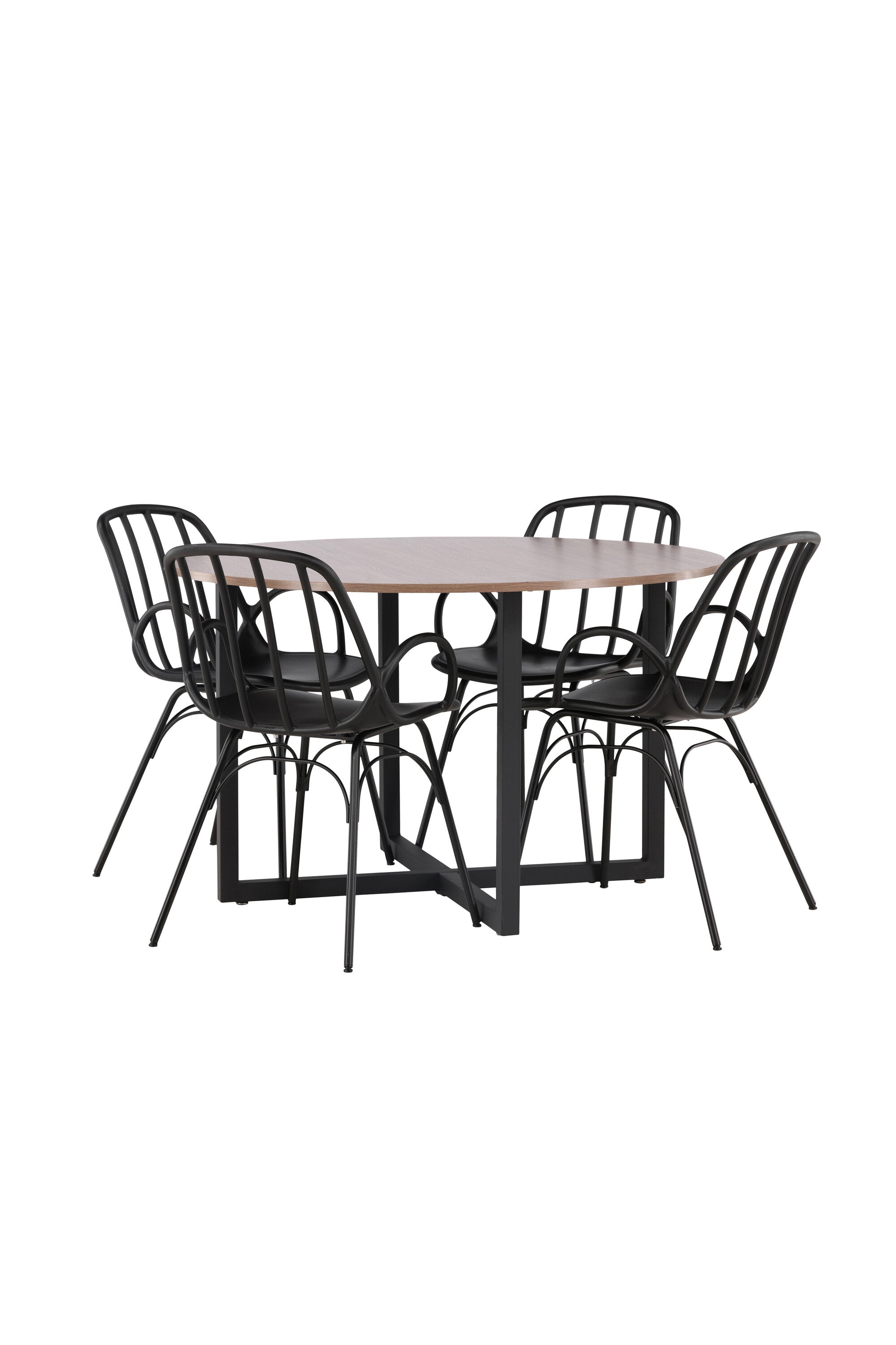 Durango Esszimmerset + Dyrön ⌀120cm/4St. in Schwarz präsentiert im Onlineshop von KAQTU Design AG. Esszimmerset ist von Venture Home