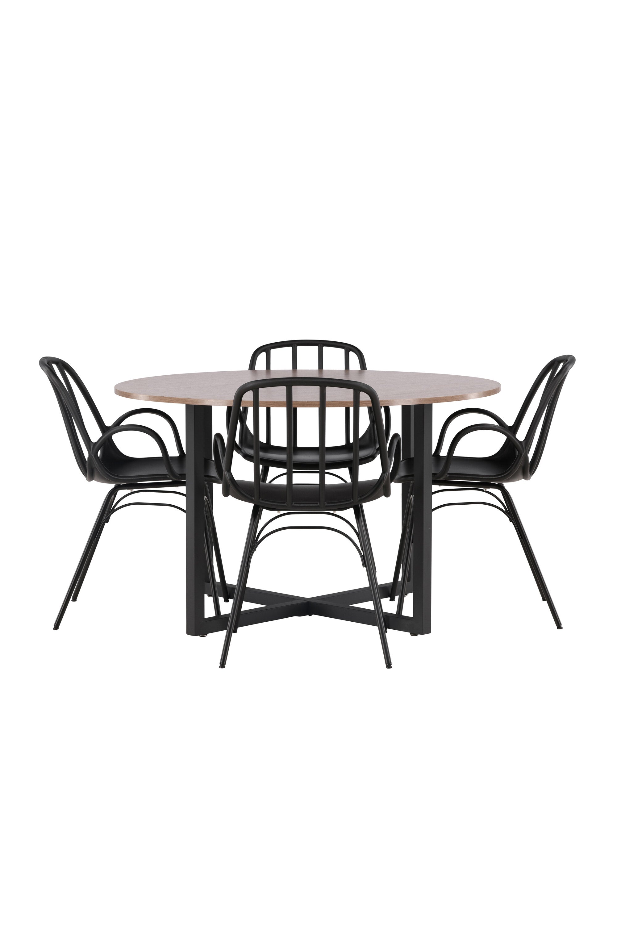 Durango Esszimmerset + Dyrön ⌀120cm/4St. in Schwarz präsentiert im Onlineshop von KAQTU Design AG. Esszimmerset ist von Venture Home