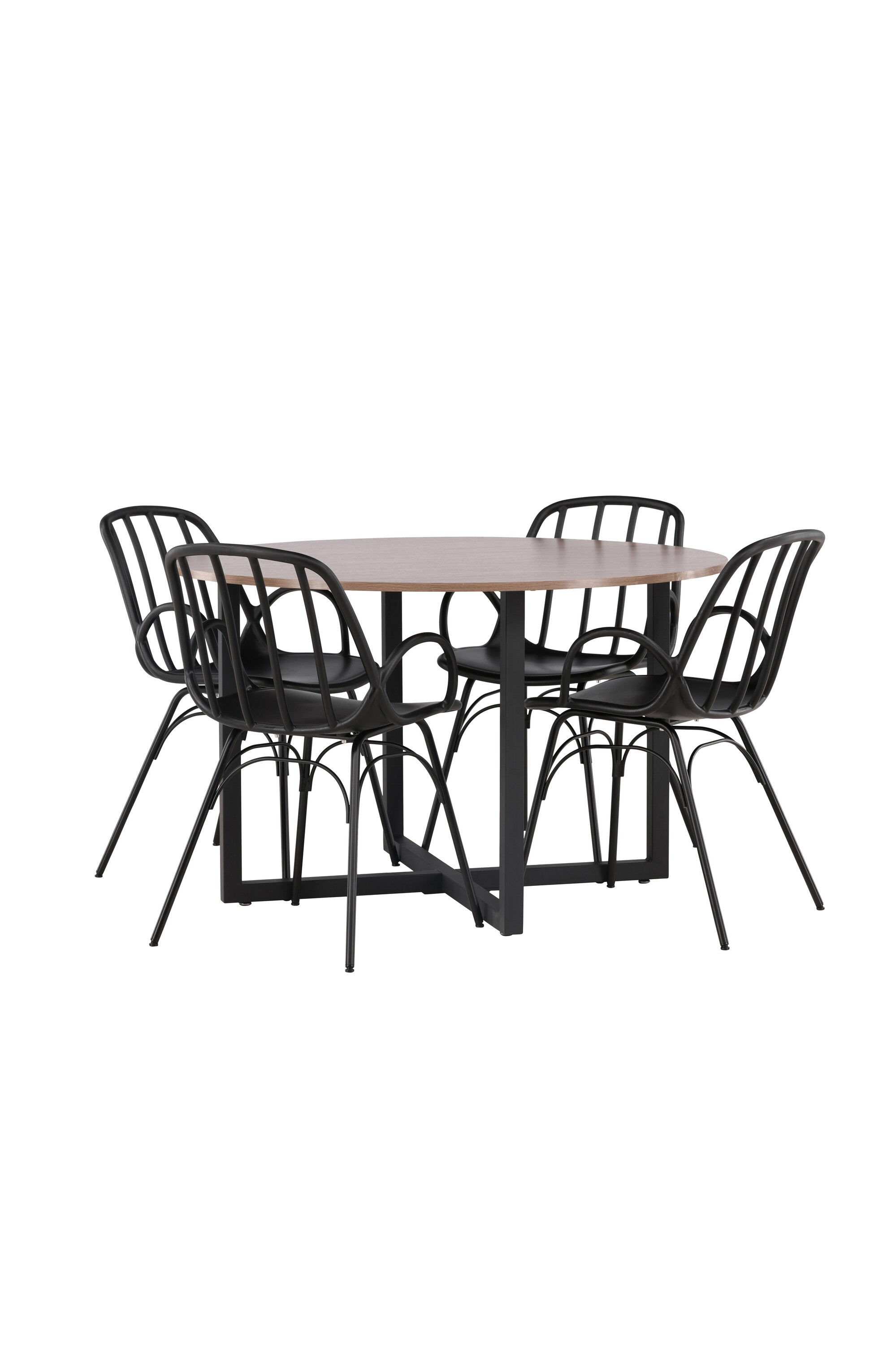 Durango Esszimmerset + Dyrön ⌀120cm/4St. in Schwarz präsentiert im Onlineshop von KAQTU Design AG. Esszimmerset ist von Venture Home