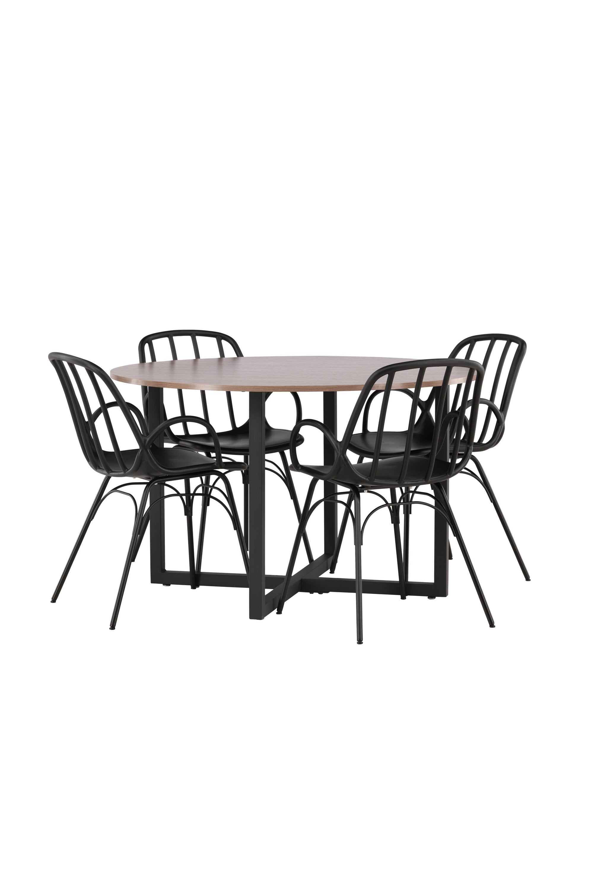 Durango Esszimmerset + Dyrön ⌀120cm/4St. in Schwarz präsentiert im Onlineshop von KAQTU Design AG. Esszimmerset ist von Venture Home