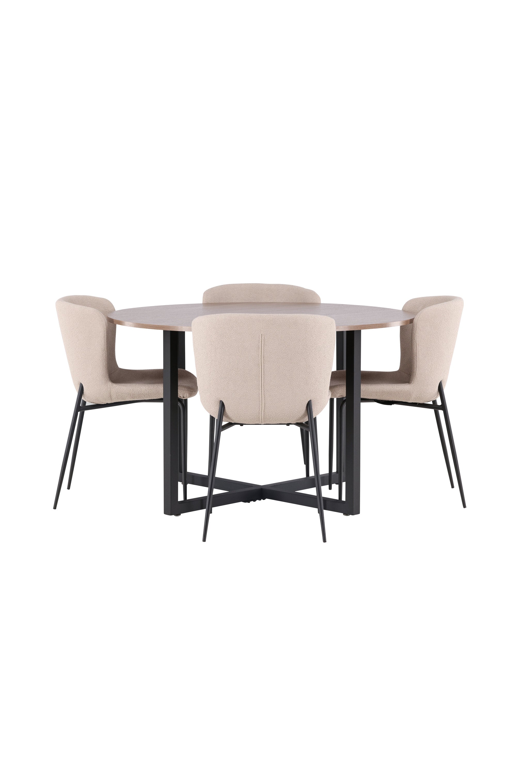 Durango Esszimmerset + Modesto ⌀120cm/4St. in Beige, Schwarz präsentiert im Onlineshop von KAQTU Design AG. Esszimmerset ist von Venture Home