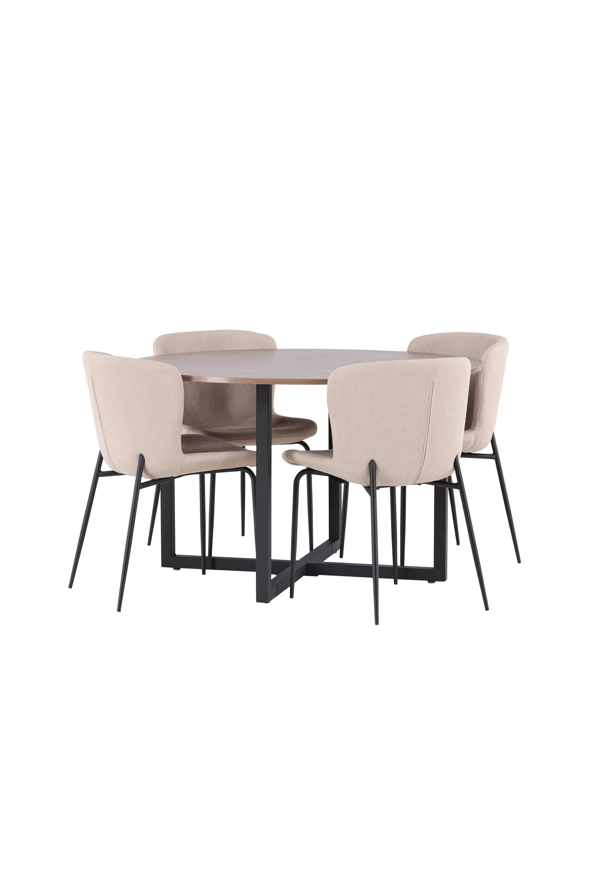 Durango Esszimmerset + Modesto ⌀120cm/4St. in Beige, Schwarz präsentiert im Onlineshop von KAQTU Design AG. Esszimmerset ist von Venture Home