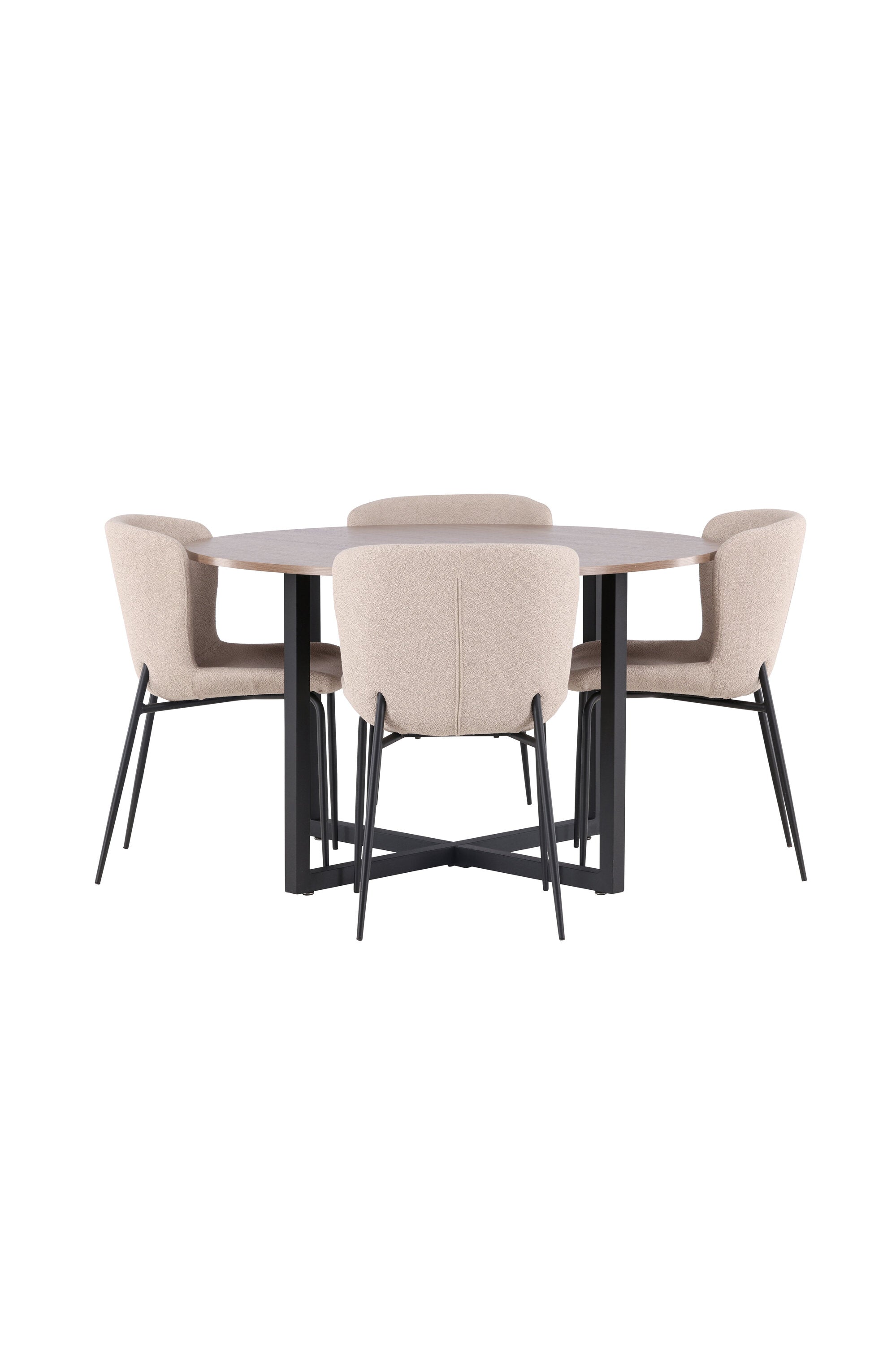 Durango Esszimmerset + Modesto ⌀120cm/4St. in Beige, Schwarz präsentiert im Onlineshop von KAQTU Design AG. Esszimmerset ist von Venture Home