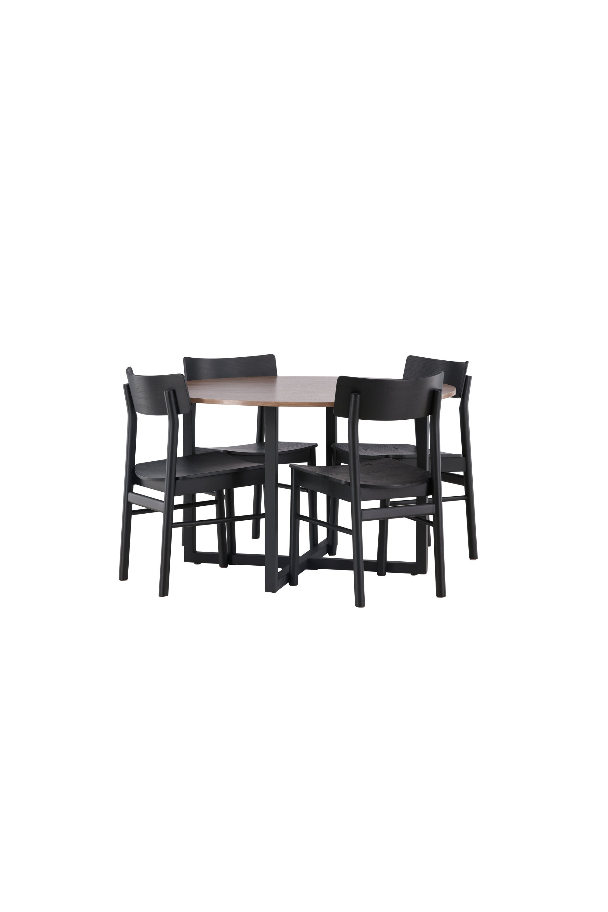Durango Esstisch + 4 x Montros Esszimmerstuhl in Schwarz präsentiert im Onlineshop von KAQTU Design AG. Esszimmerset ist von Venture Home