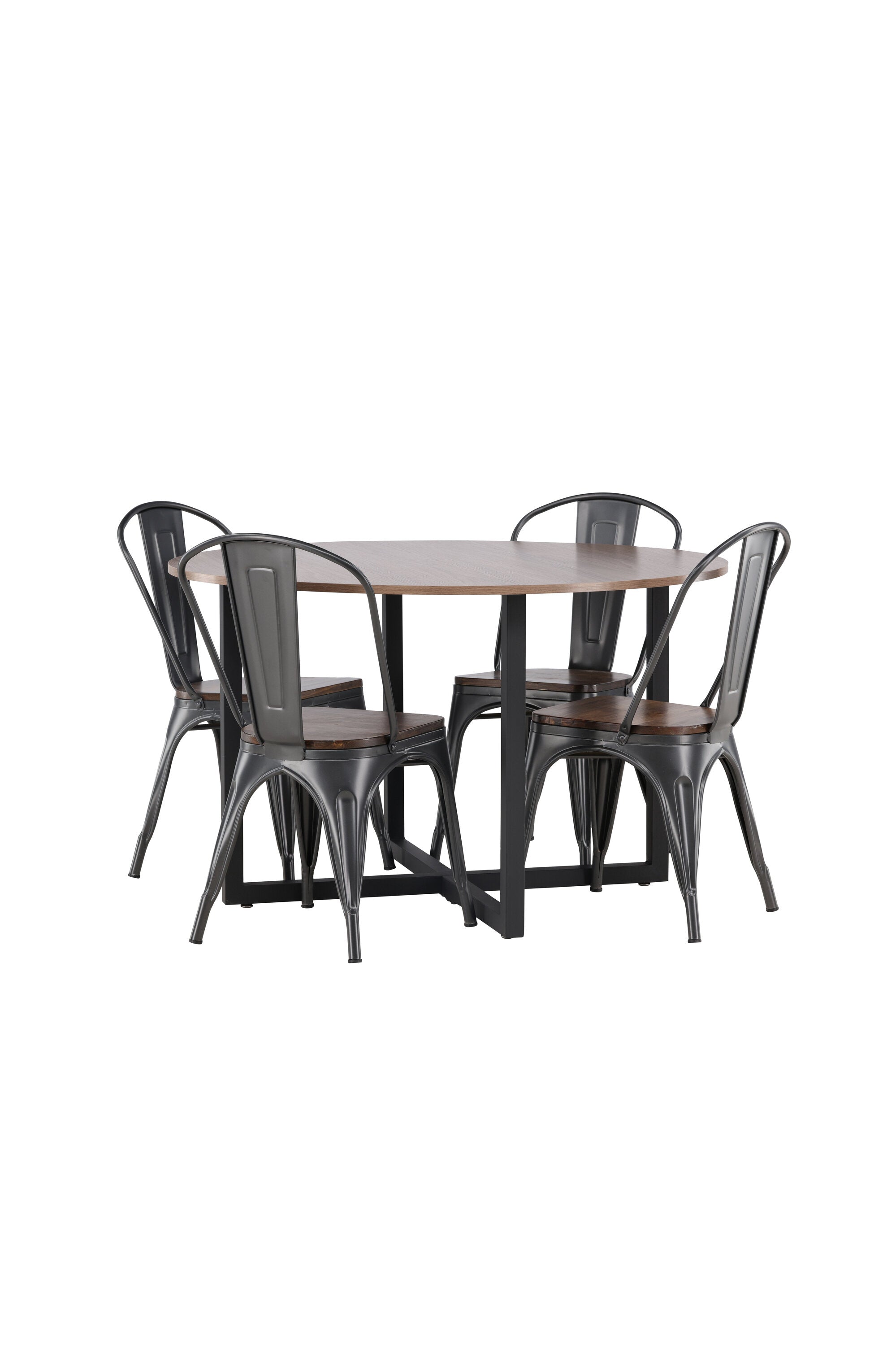 Durango Esszimmerset + Tempe ⌀120cm/4St. in Dunkelgrau, Walnuss präsentiert im Onlineshop von KAQTU Design AG. Esszimmerset ist von Venture Home