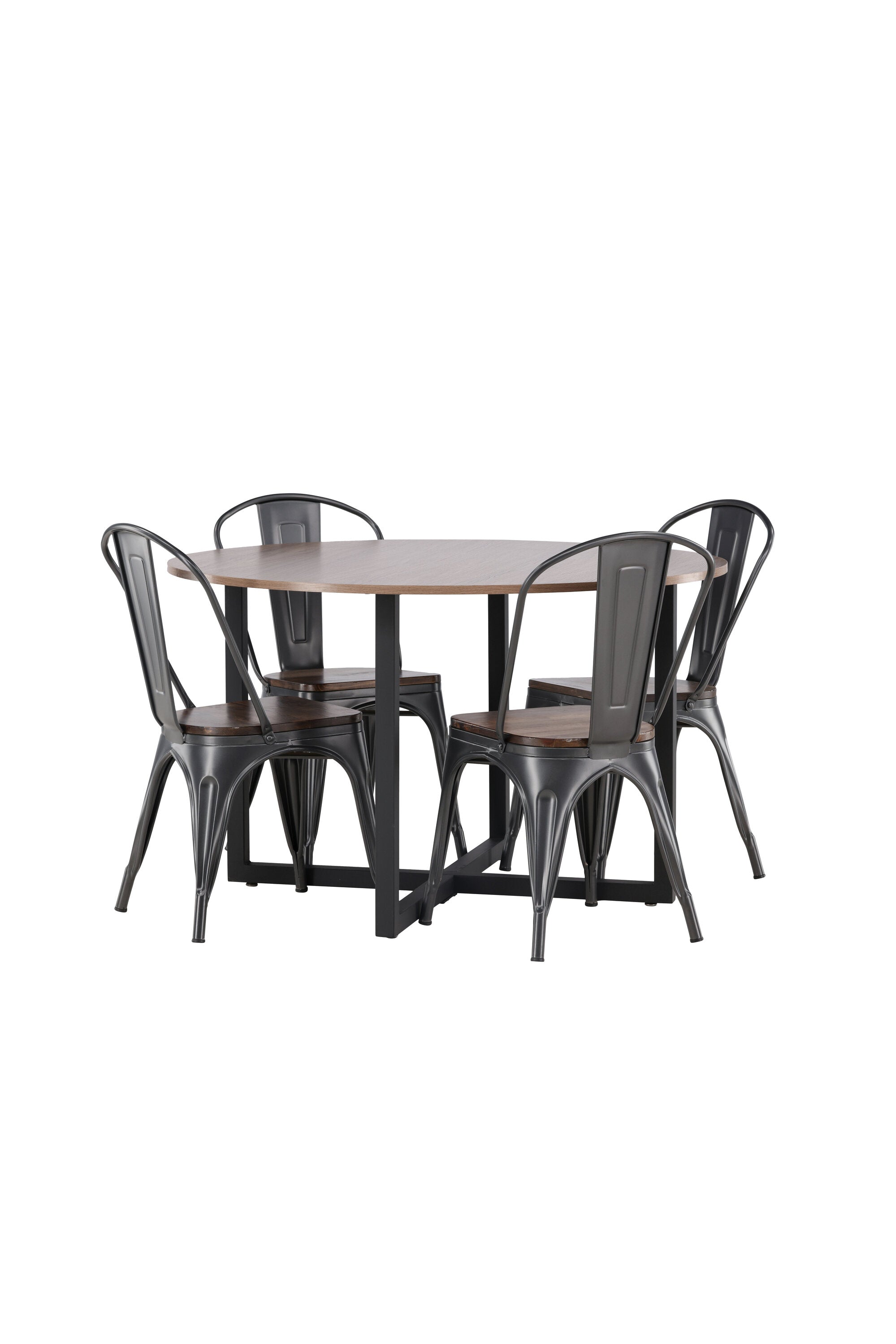 Durango Esszimmerset + Tempe ⌀120cm/4St. in Dunkelgrau, Walnuss präsentiert im Onlineshop von KAQTU Design AG. Esszimmerset ist von Venture Home