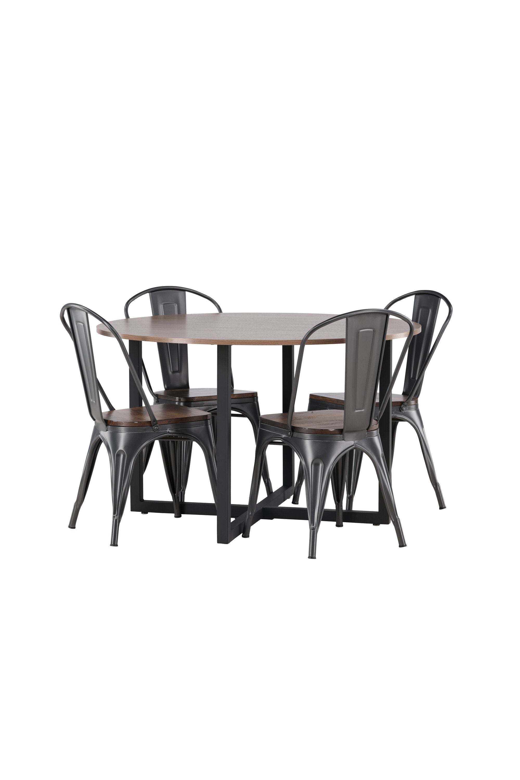 Durango Esszimmerset + Tempe ⌀120cm/4St. in Dunkelgrau, Walnuss präsentiert im Onlineshop von KAQTU Design AG. Esszimmerset ist von Venture Home