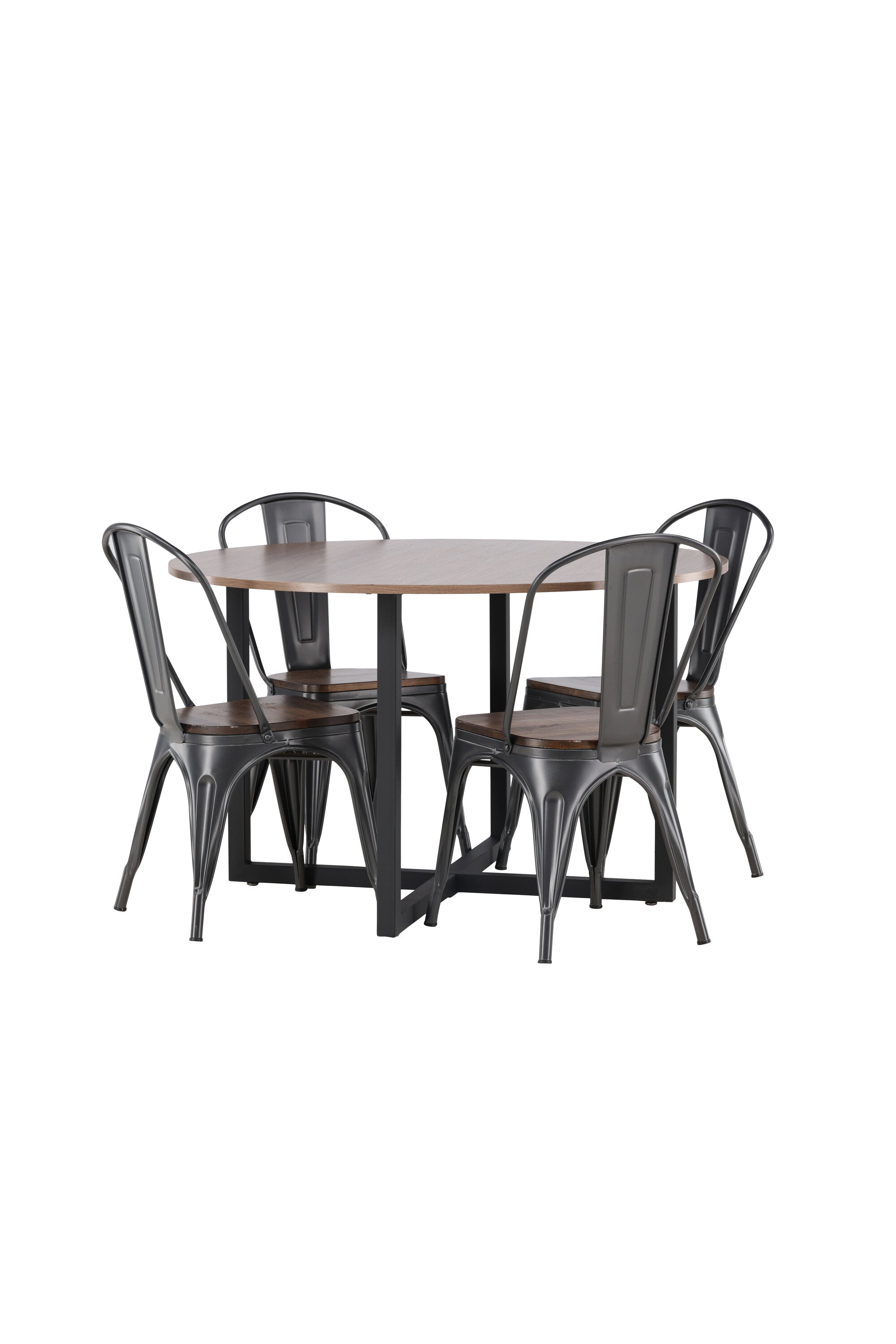Durango Esszimmerset + Tempe ⌀120cm/4St. in Dunkelgrau, Walnuss präsentiert im Onlineshop von KAQTU Design AG. Esszimmerset ist von Venture Home