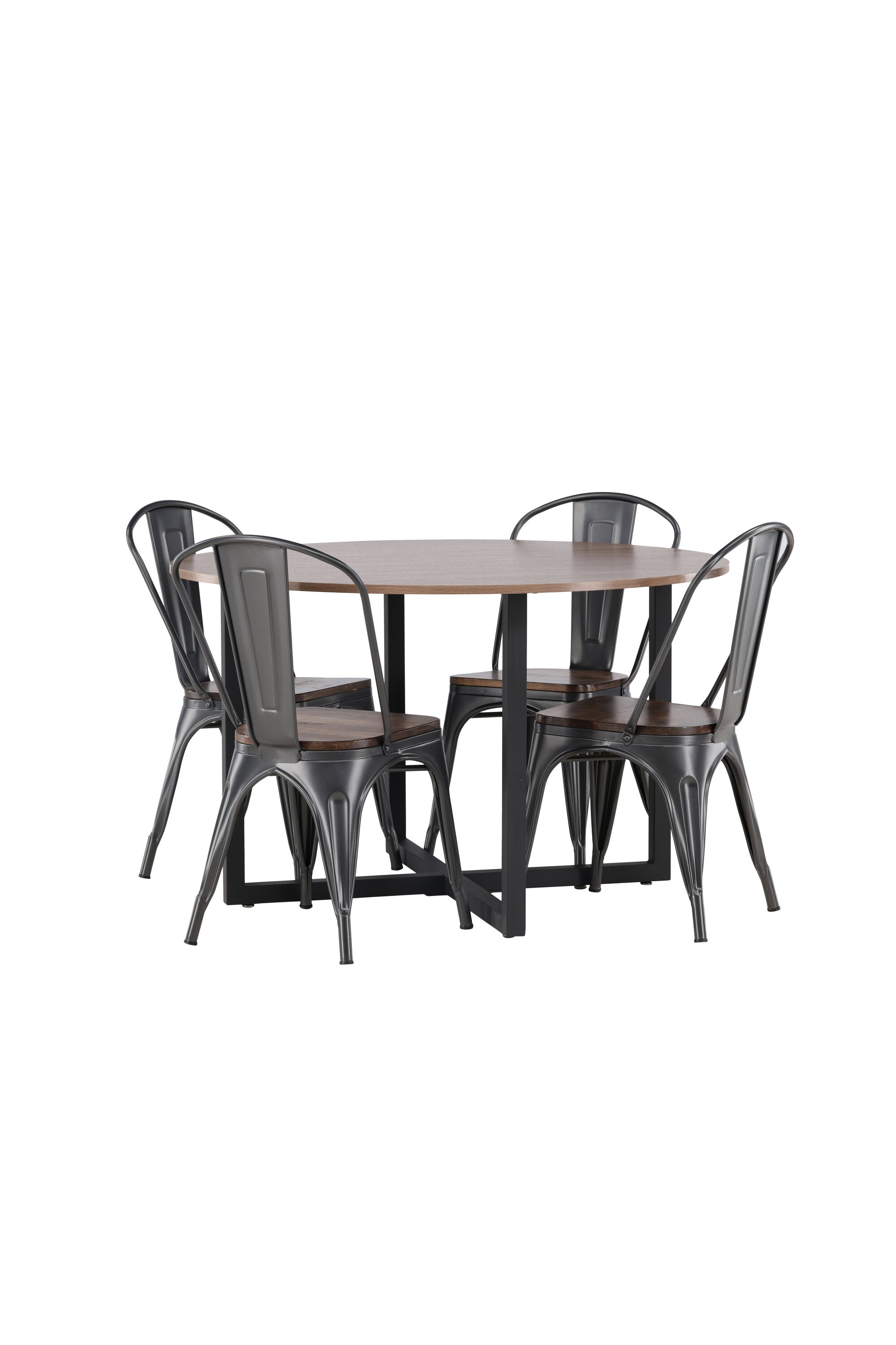 Durango Esszimmerset + Tempe ⌀120cm/4St. in Dunkelgrau, Walnuss präsentiert im Onlineshop von KAQTU Design AG. Esszimmerset ist von Venture Home